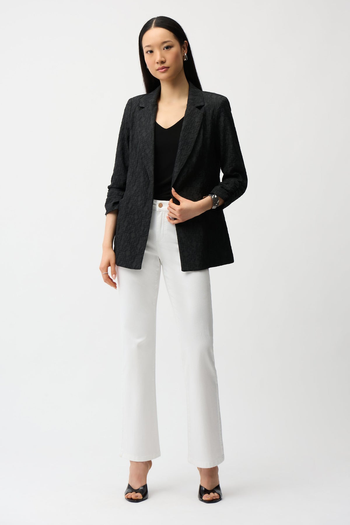 Boxy Blazer aus Jacquard (Schwarz)