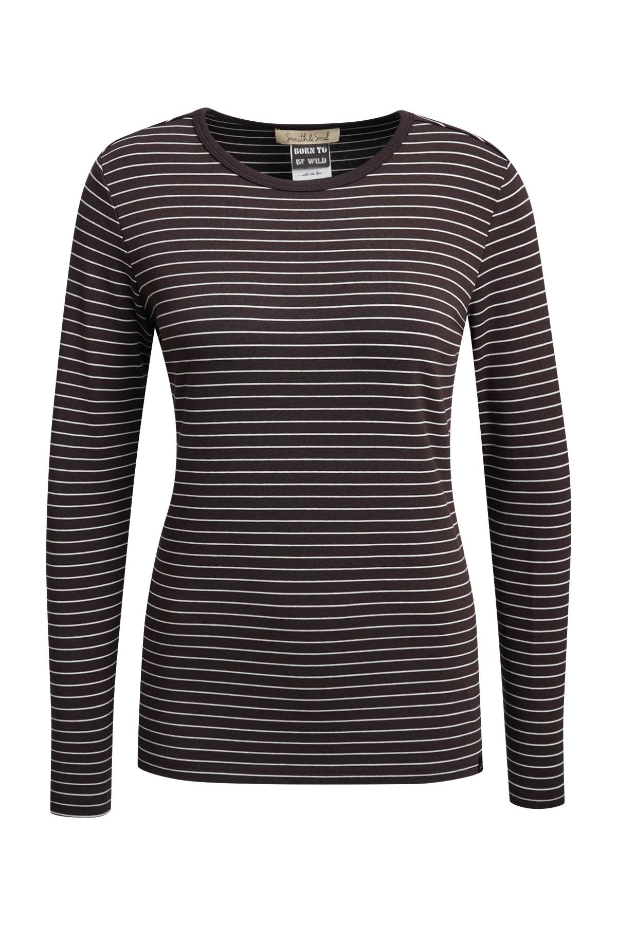 Fitted Lonsleeve Striped (Dark Choc)
