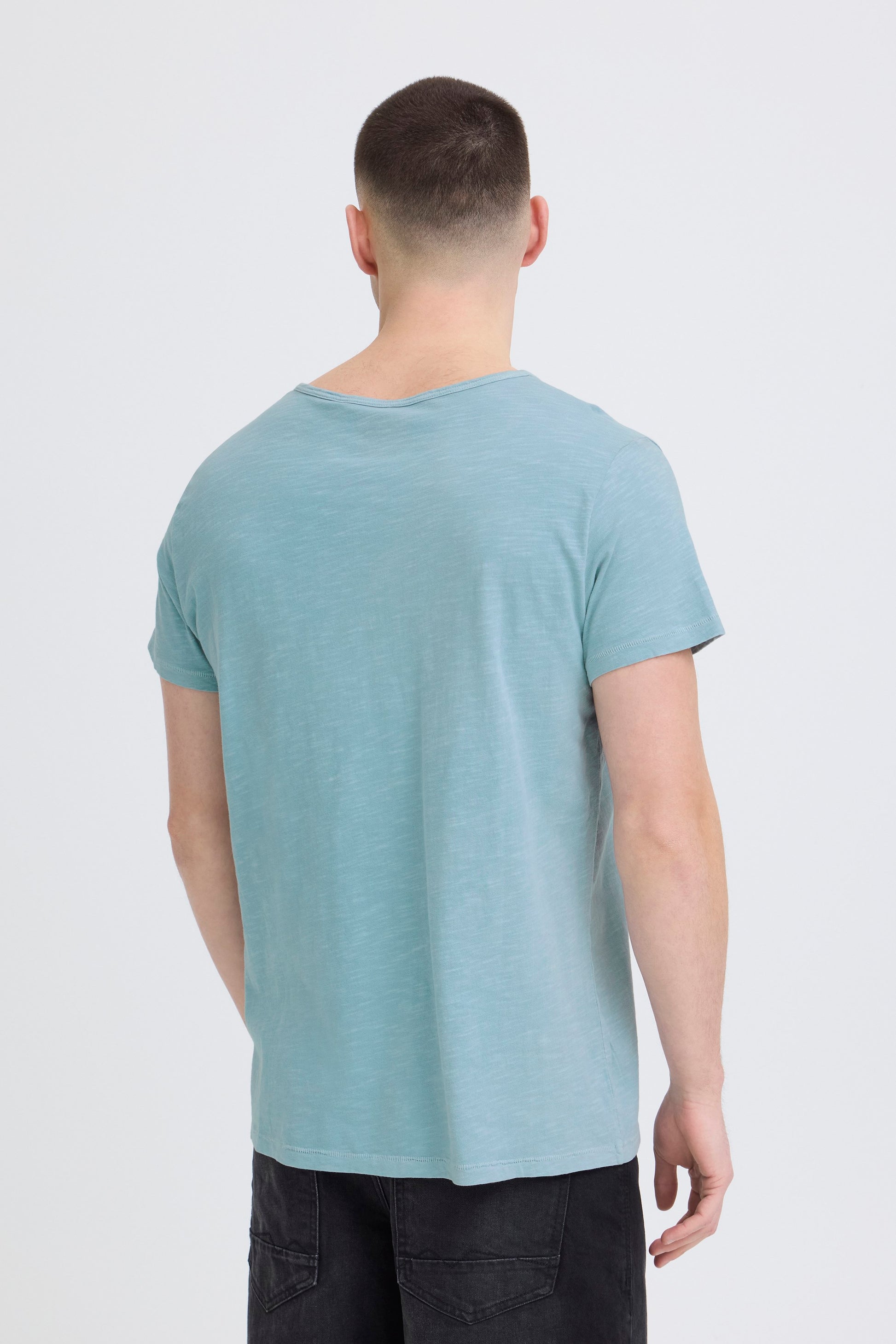 Bhaston Split Neck Tee (Dusty Blue)