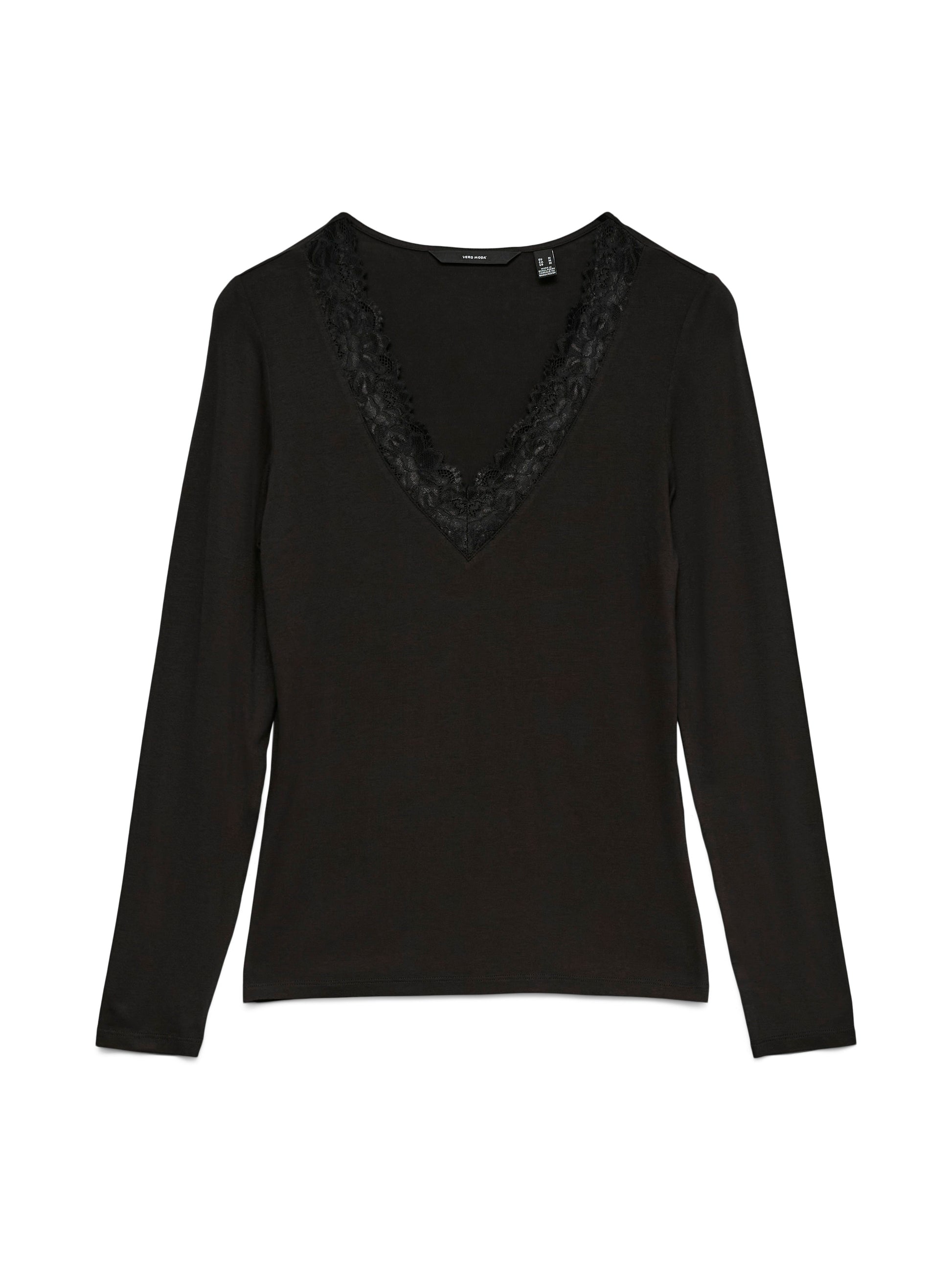 Vmrosa Ls V-neck Lace Top Ga Jrs Noos (Black)