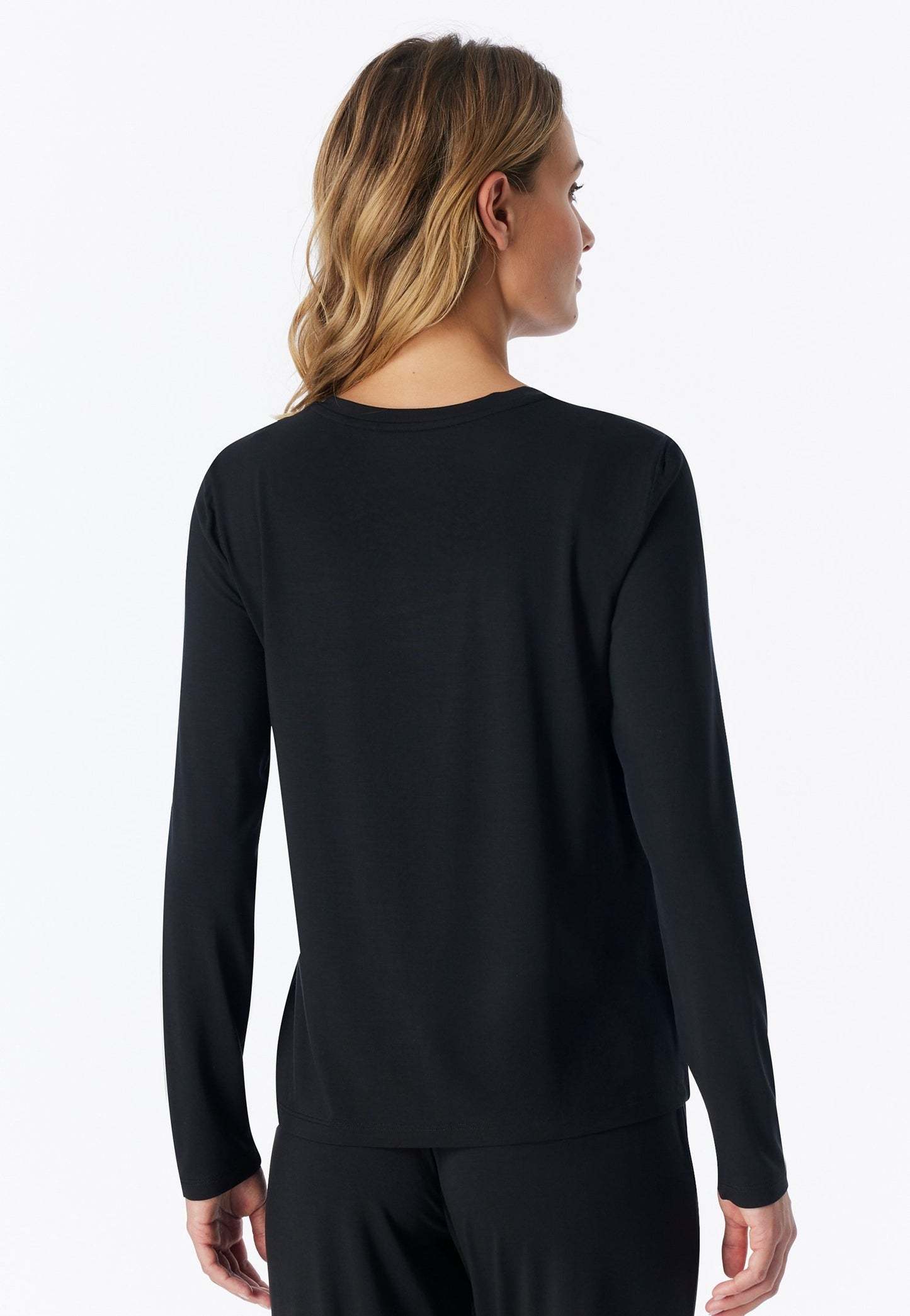 Shirt langarm Rundhals (Schwarz)
