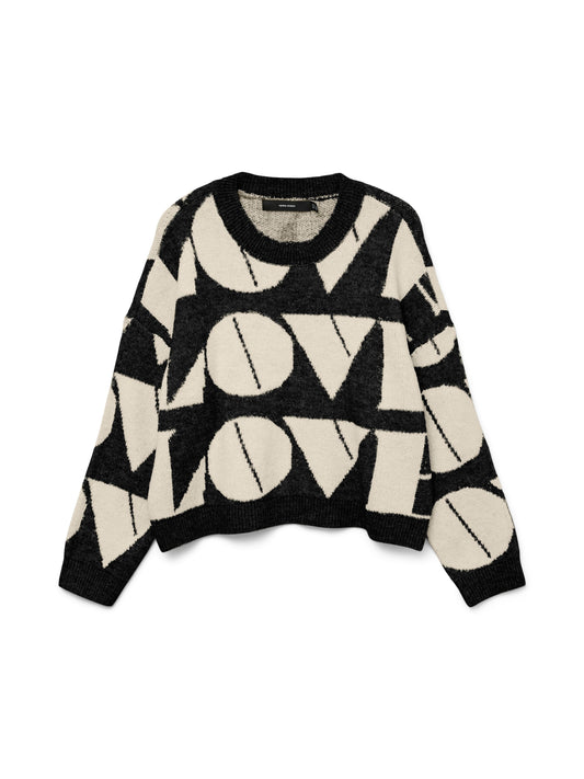Vmlove Ls O-neck Pullover Boo (Black/w. B)