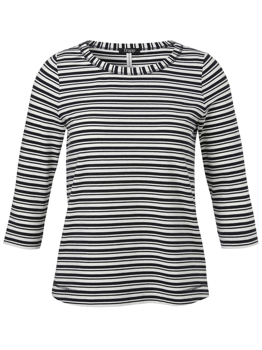 T-Shirt Rundhals 3/4 Arm (Navy / Offwhi)