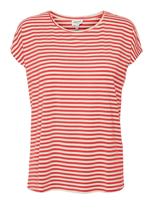 Vmava Plain Ss Top Stripe Ga Jrs  Noos (Cayenne/pr)