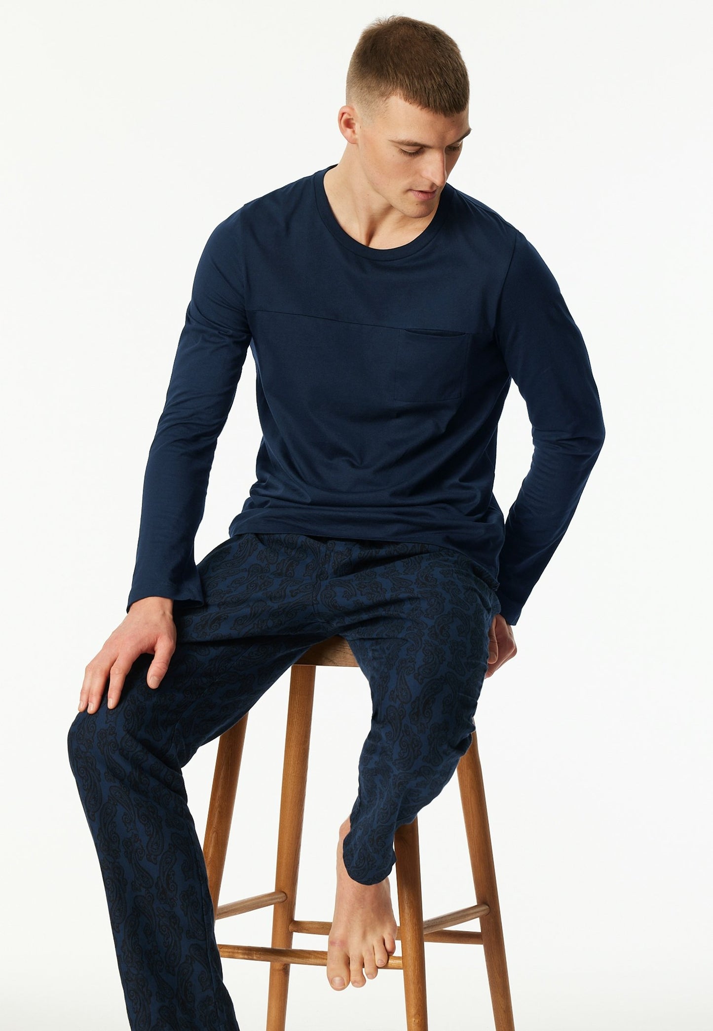 Langarmshirt Rundhals (Dunkelblau)