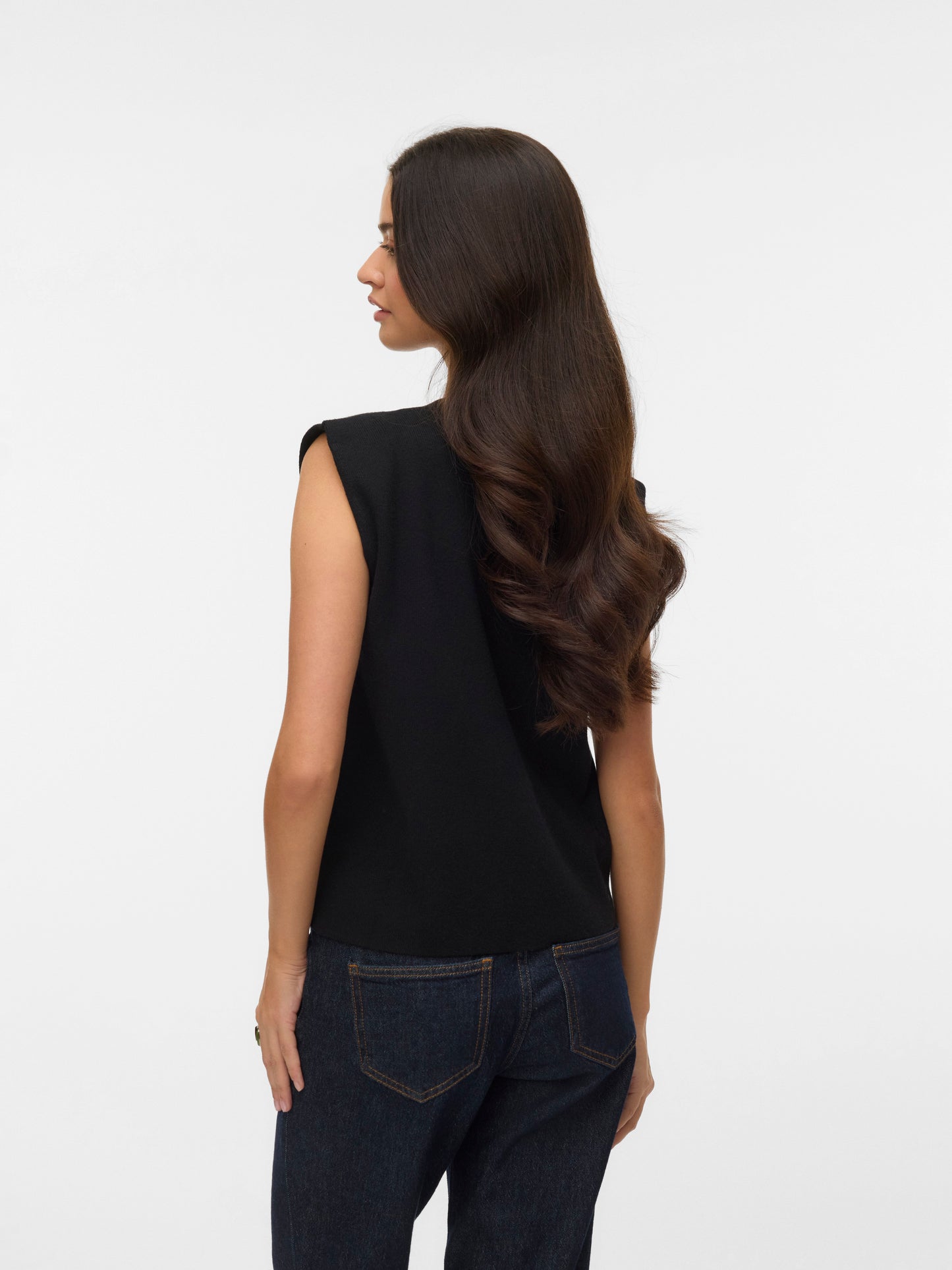 Vmgold Sl O-neck Button Vest Boo (Black)