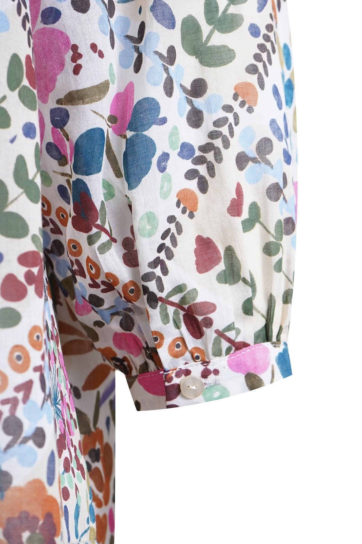 Raglan Ruffle Neck Blouse (Beige Print)