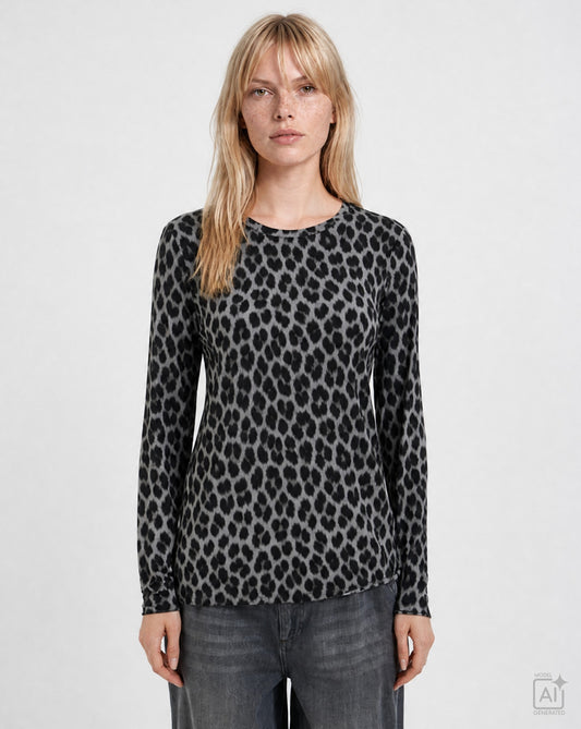 Fitted  Soft Longsleeve AOP (Anthracite Prin)