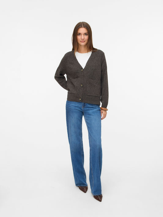 Vmboom Ls V-neck Button Cardigan Ga Noos (Chocolate)