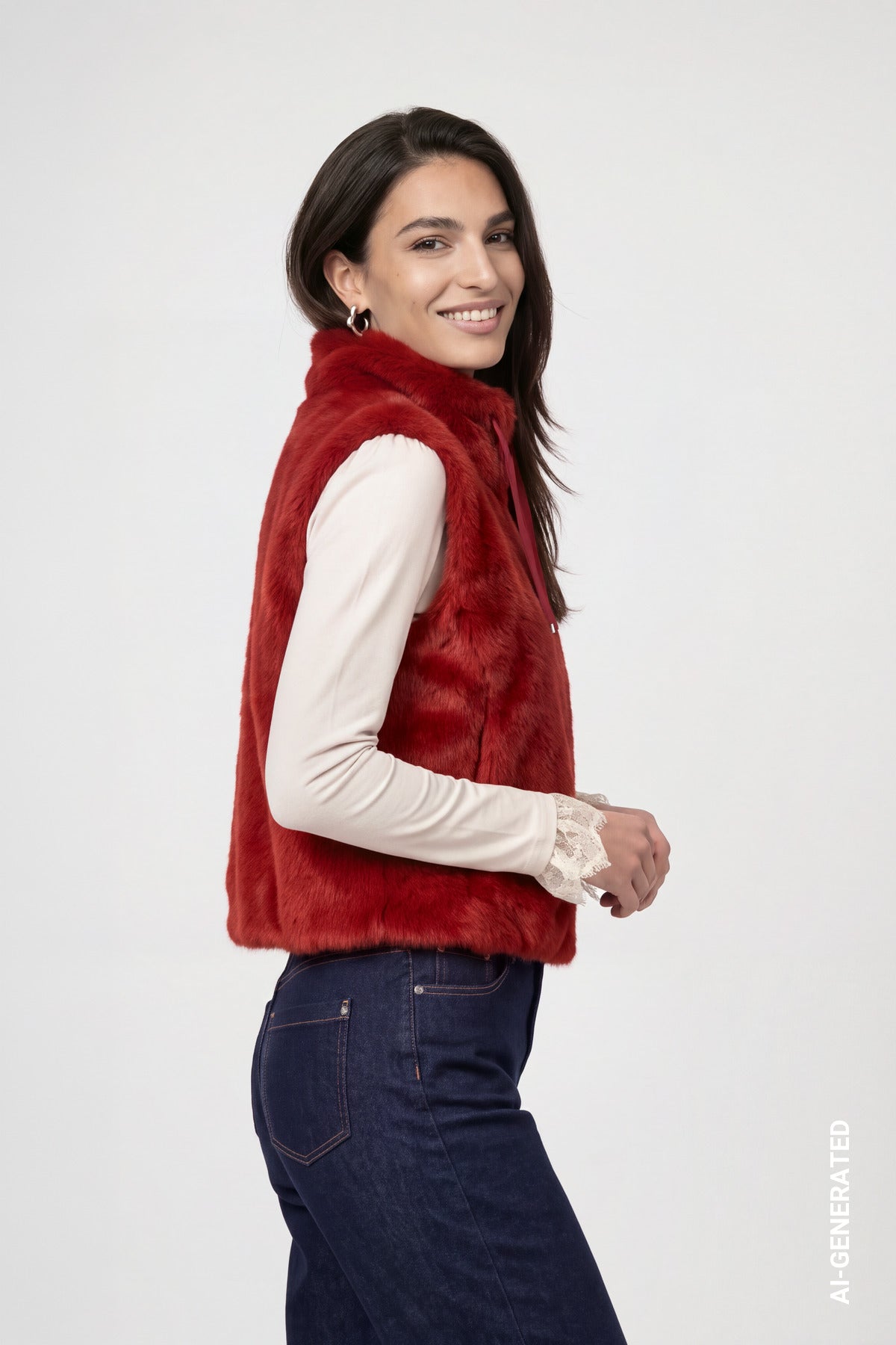 Weste aus Kunstpelz (Autumn Red)
