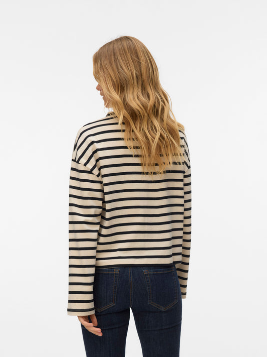 Vmurena Ls Oversized Funnel Neck Top Jrs (Birch/blac)