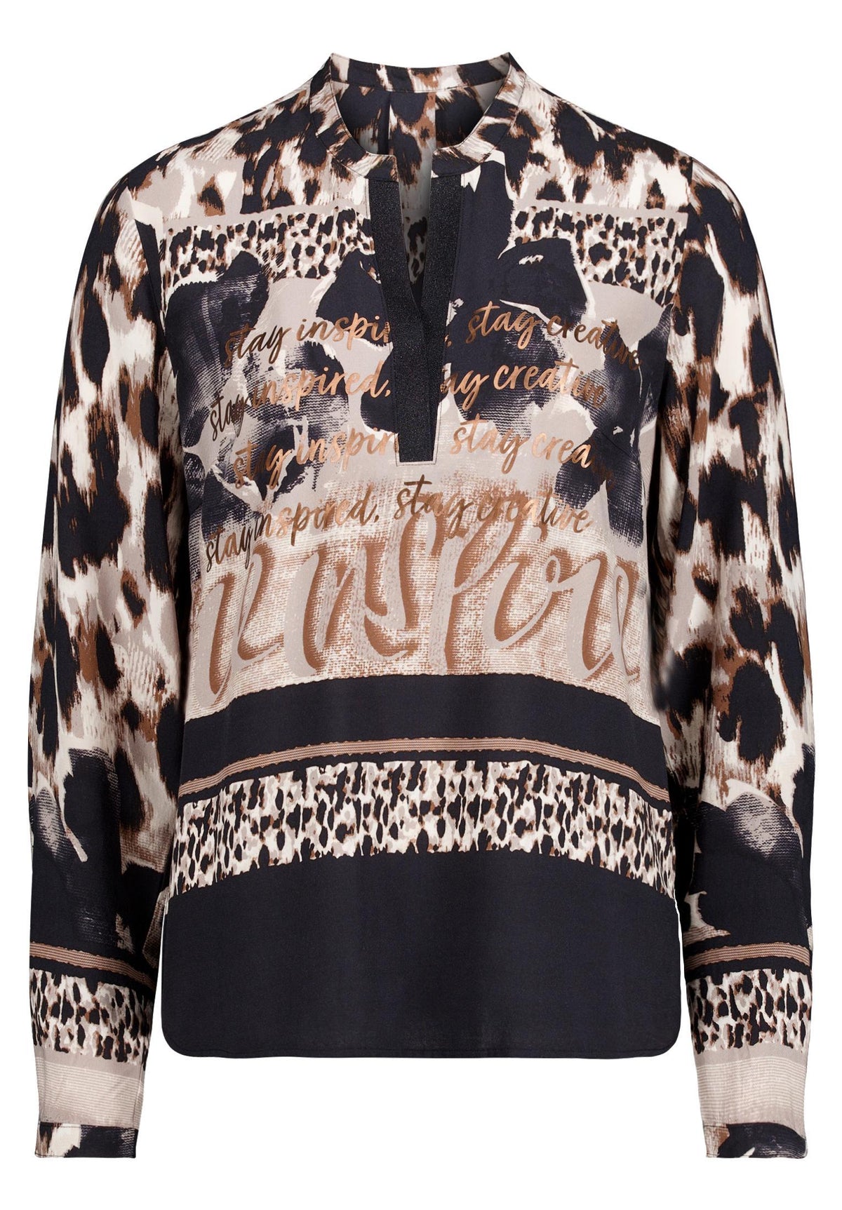 Longbluse (Beige/black)