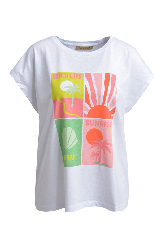 T-Shirt Slub with Print-Mix (White)