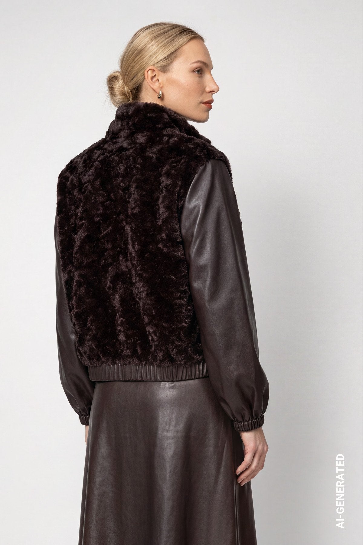 Jacke mit Kunstfell (Black Coffee)