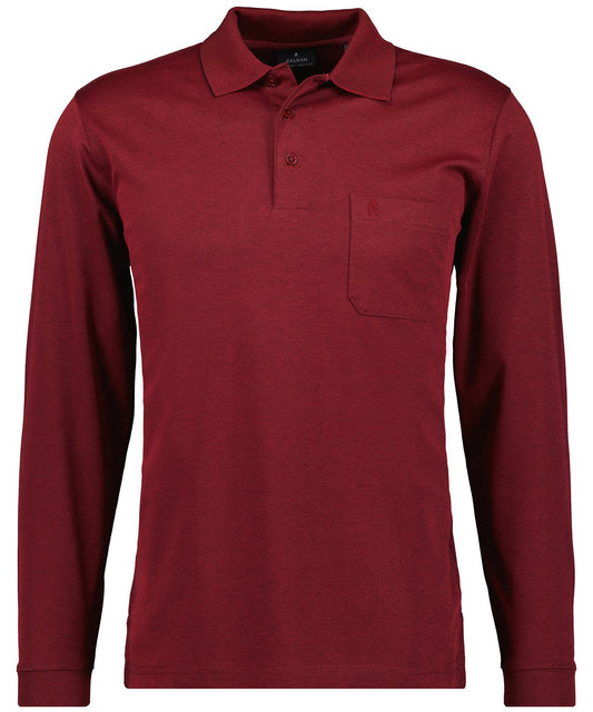 Softknit-Polo mit Brusttasche, Langarm (Rot)