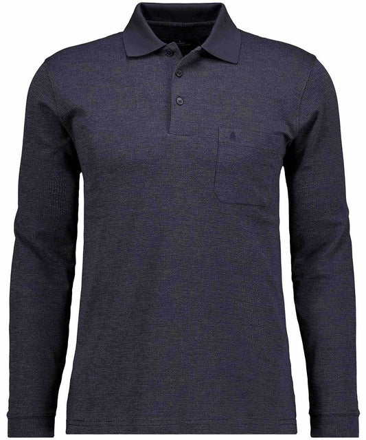 Softknit-Poloshirt, langarm (Schwarz)