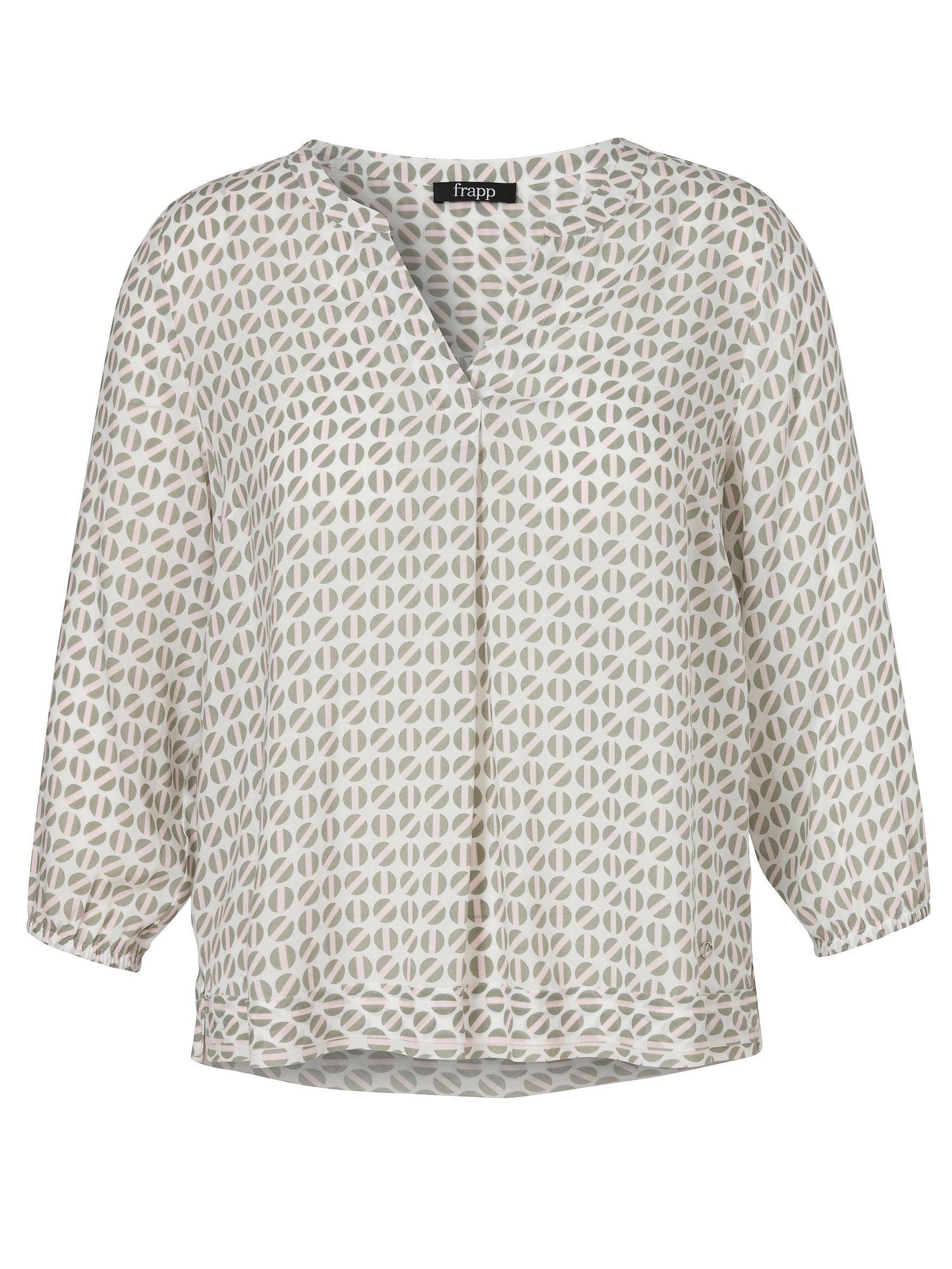 Bluse V-Ausschnitt 3/4 Arm Druck (Sage Multicolor)
