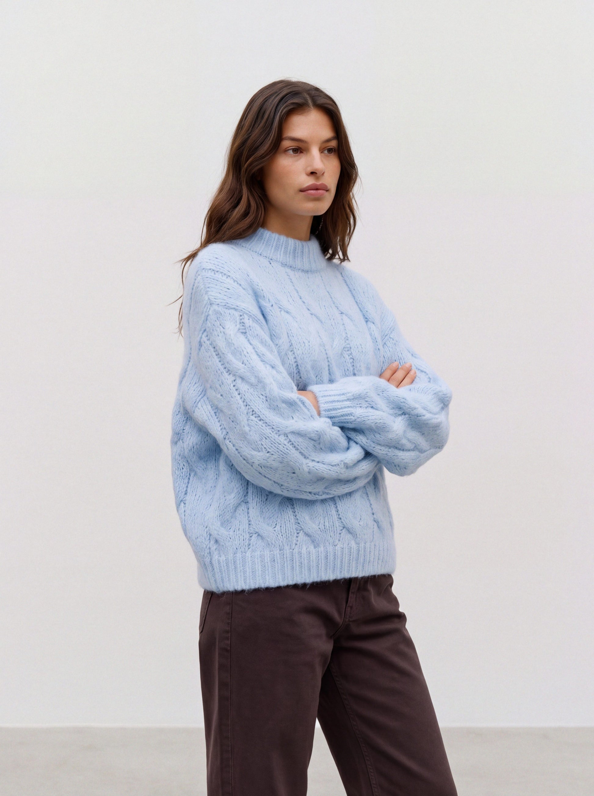 Vmmaybe Ls High Neck Cable Pullover Noos (Cashmere Blue)