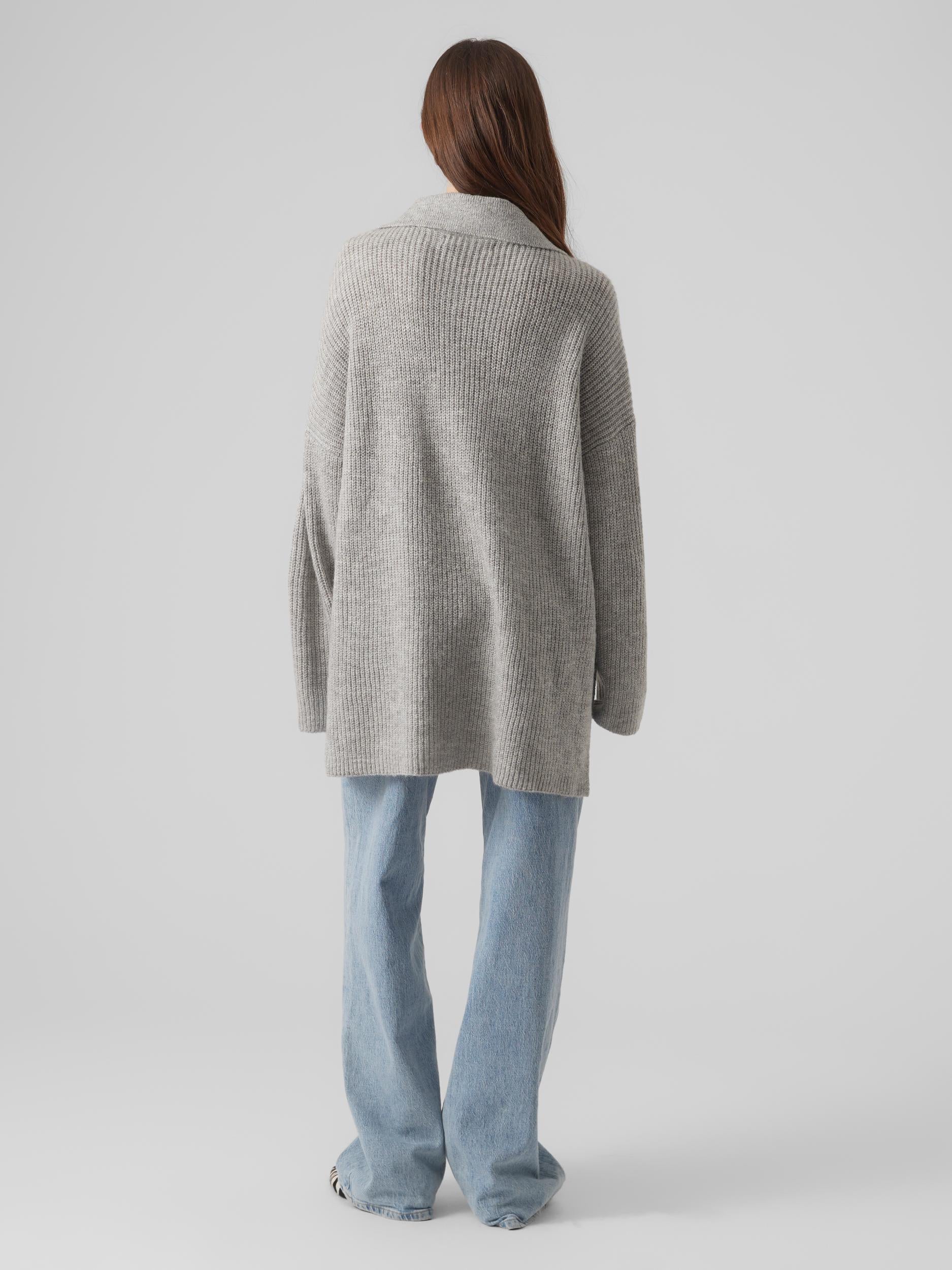 Vmpernilla Ls Highneck Zipper Pull Ga (Light Grey Me)