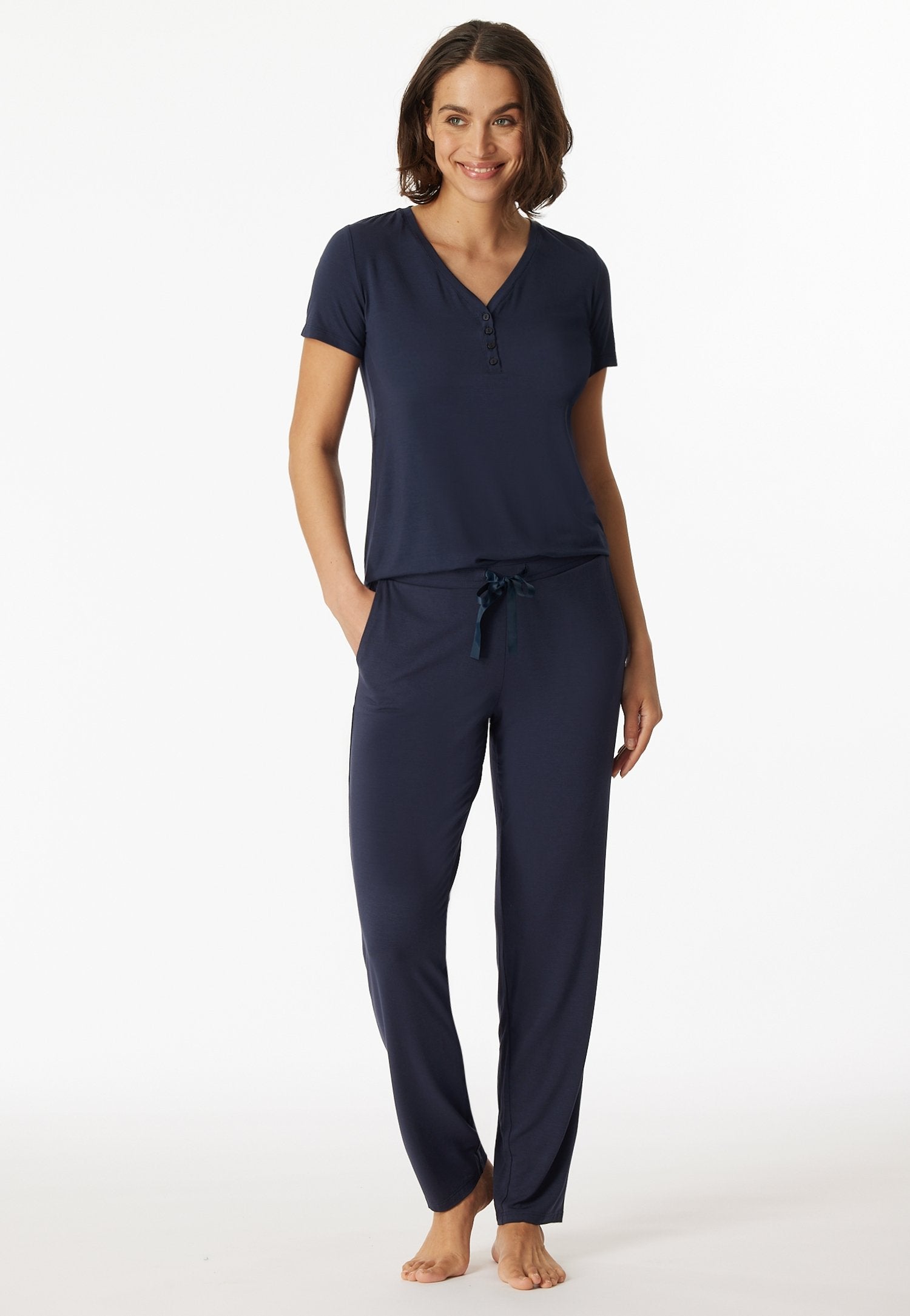 T-Shirt Knopfleiste (Blau)