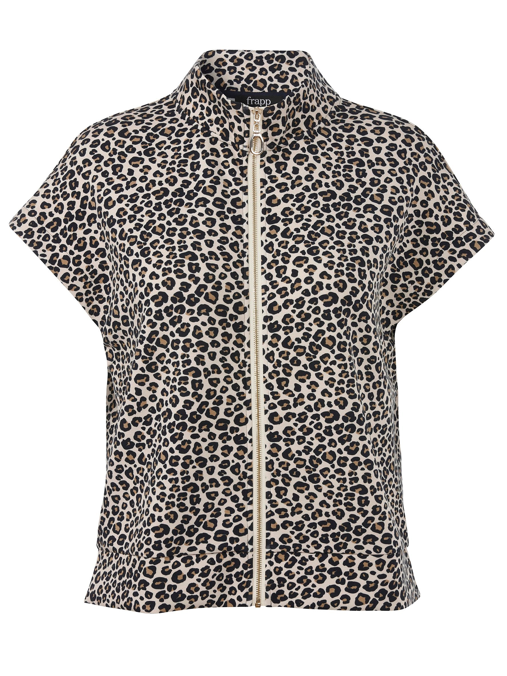 Weste Kragen Zipper Druck (Camel Multicolor)