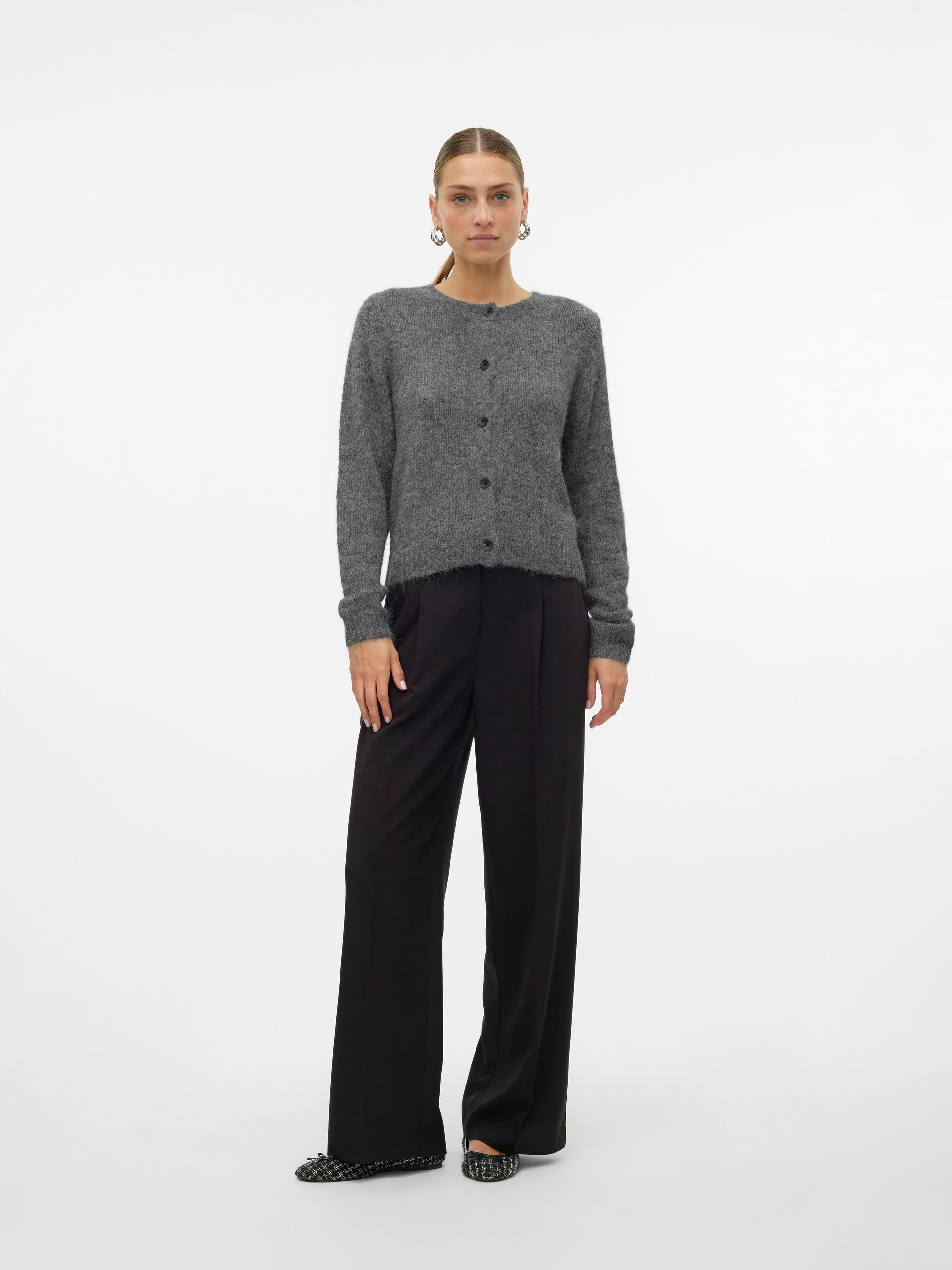 Vmnovah Ls O-neck Button Cardi Ga Noos (Medium Grey M)