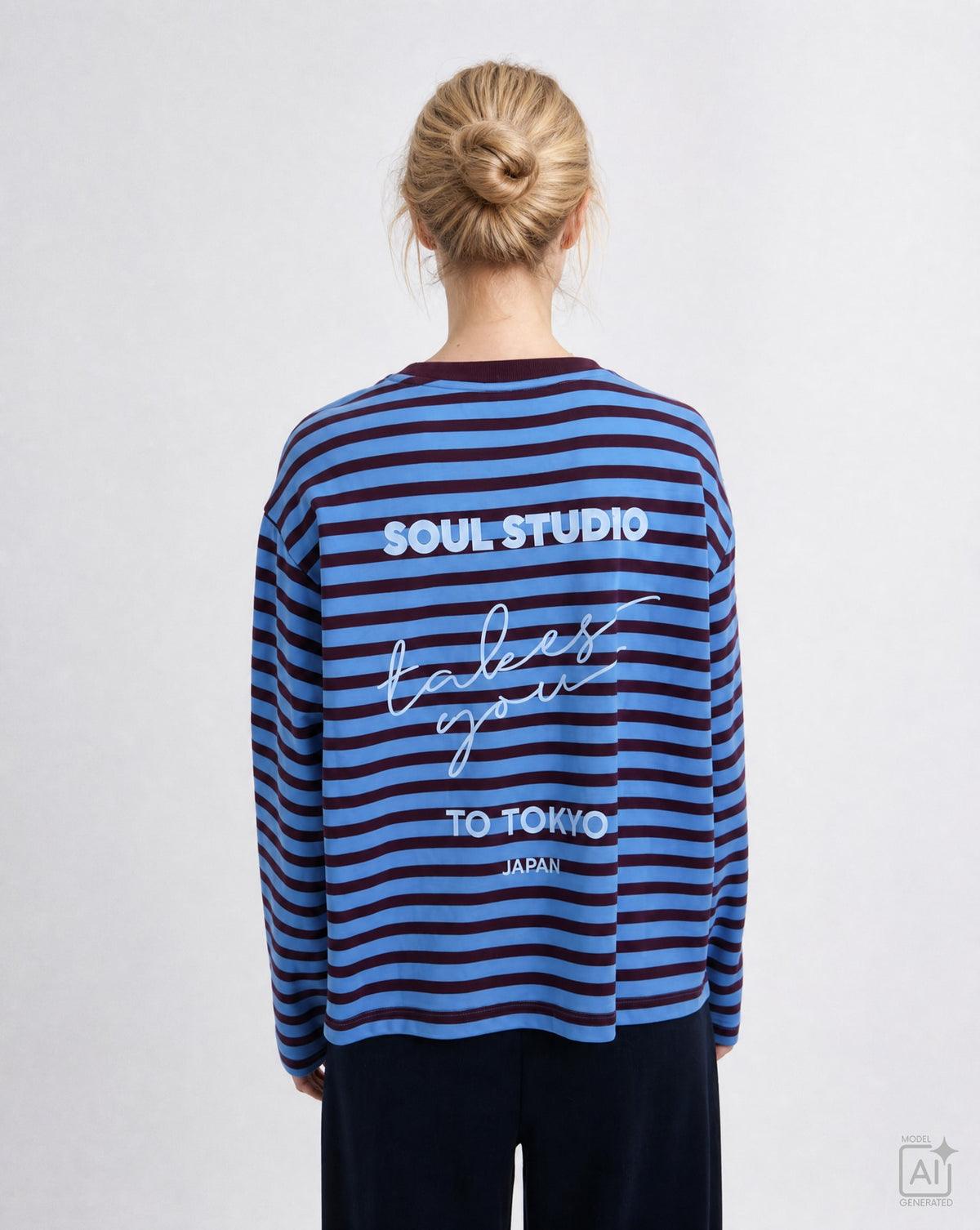 Boxy  Sweatshirt Soul Studio Striped (Saphire)