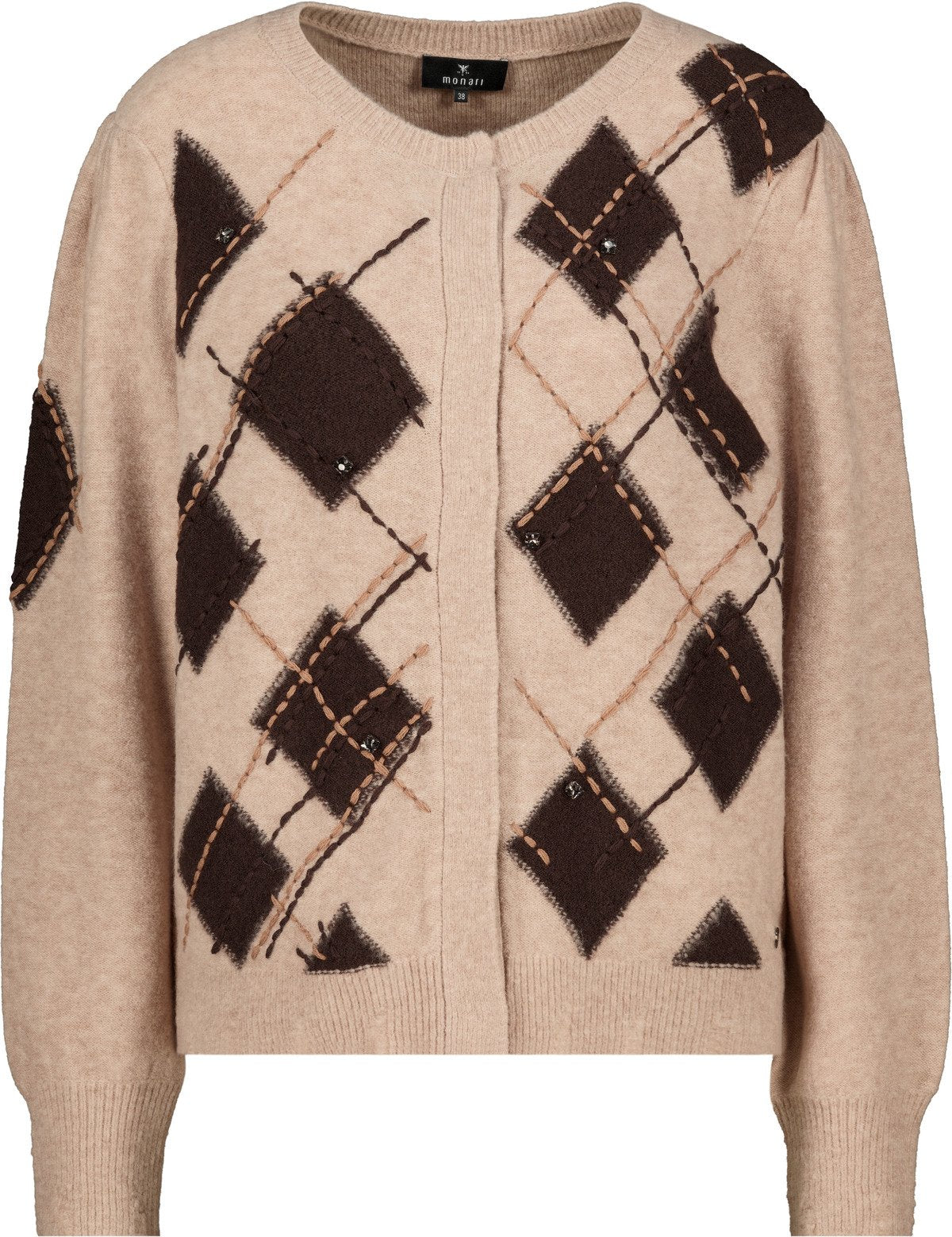 Strickjacke mit Rautenmuster (Cappuccino Melan)