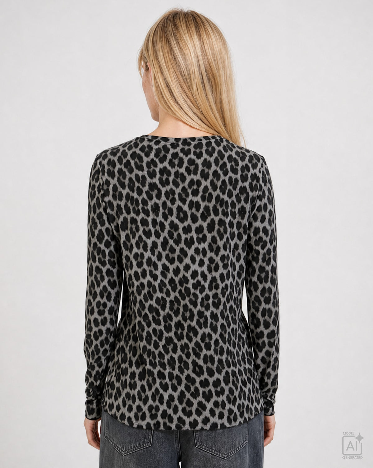 Fitted  Soft Longsleeve AOP (Anthracite Prin)