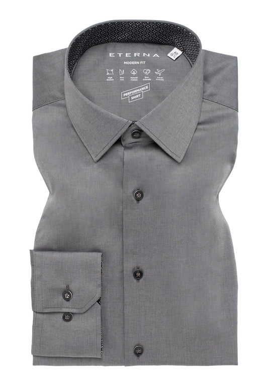 Performance Shirt Twill-Stretch Langarm (Grau)