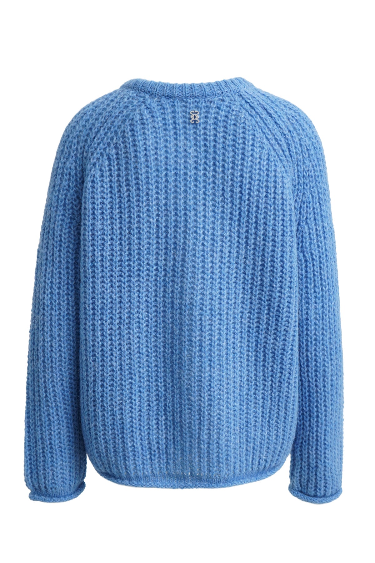 Hairy Round Neck Cardigan (Saphire)