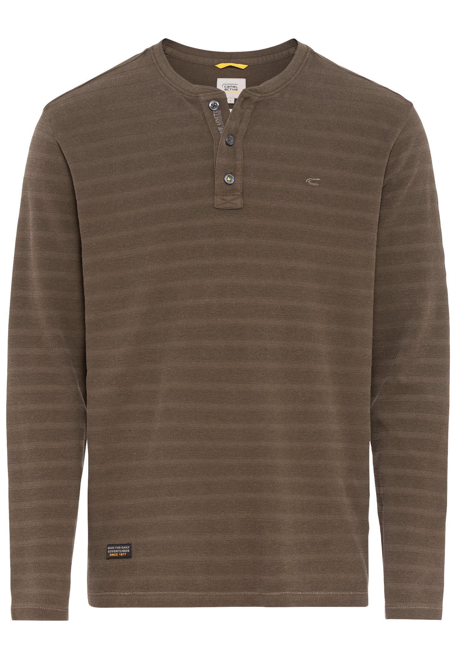 Langarm Henleyshirt aus reiner Baumwolle (Dark Choclate)