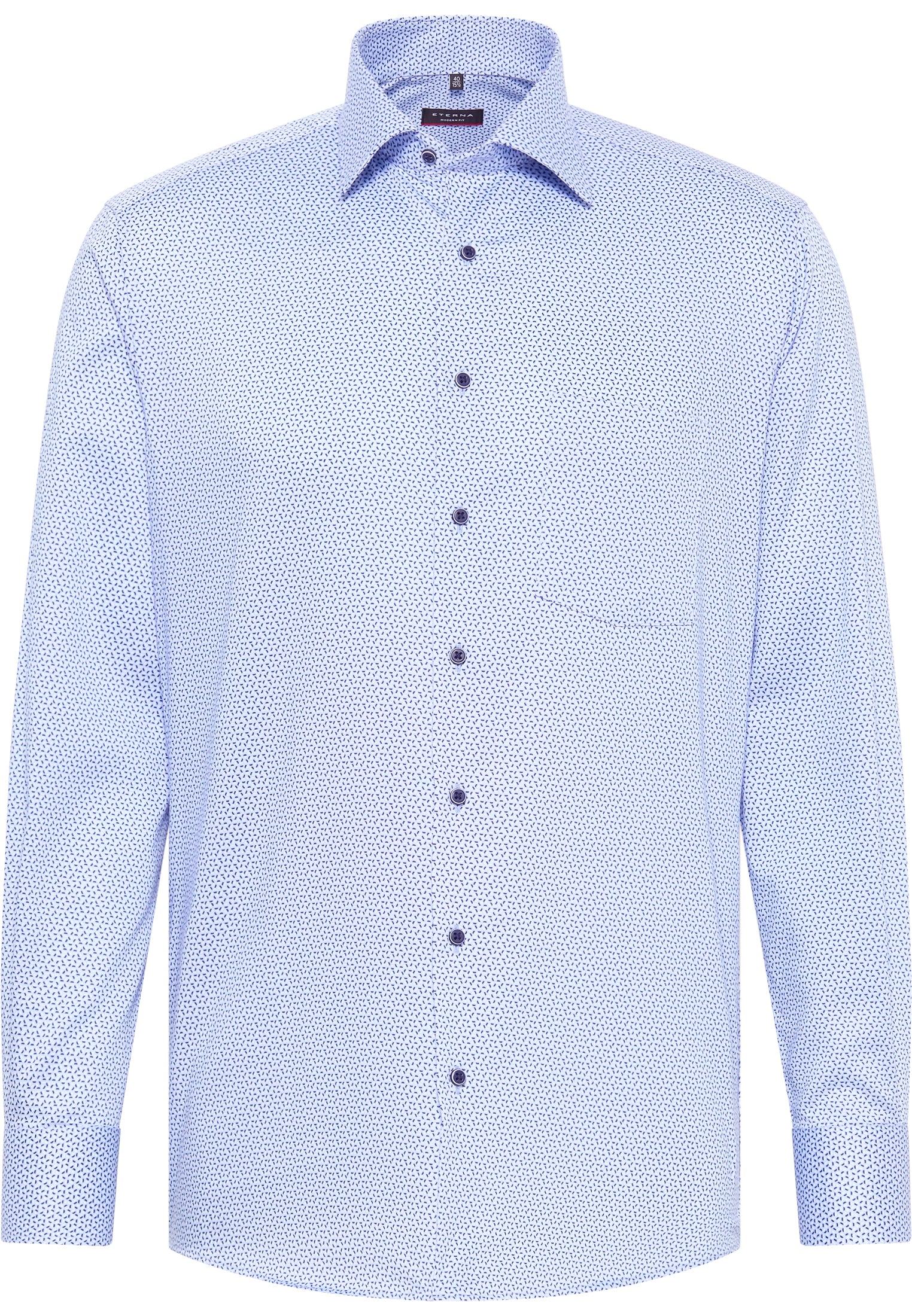 ETERNA bedrucktes Baumwollhemd MODERN FIT (Blau)