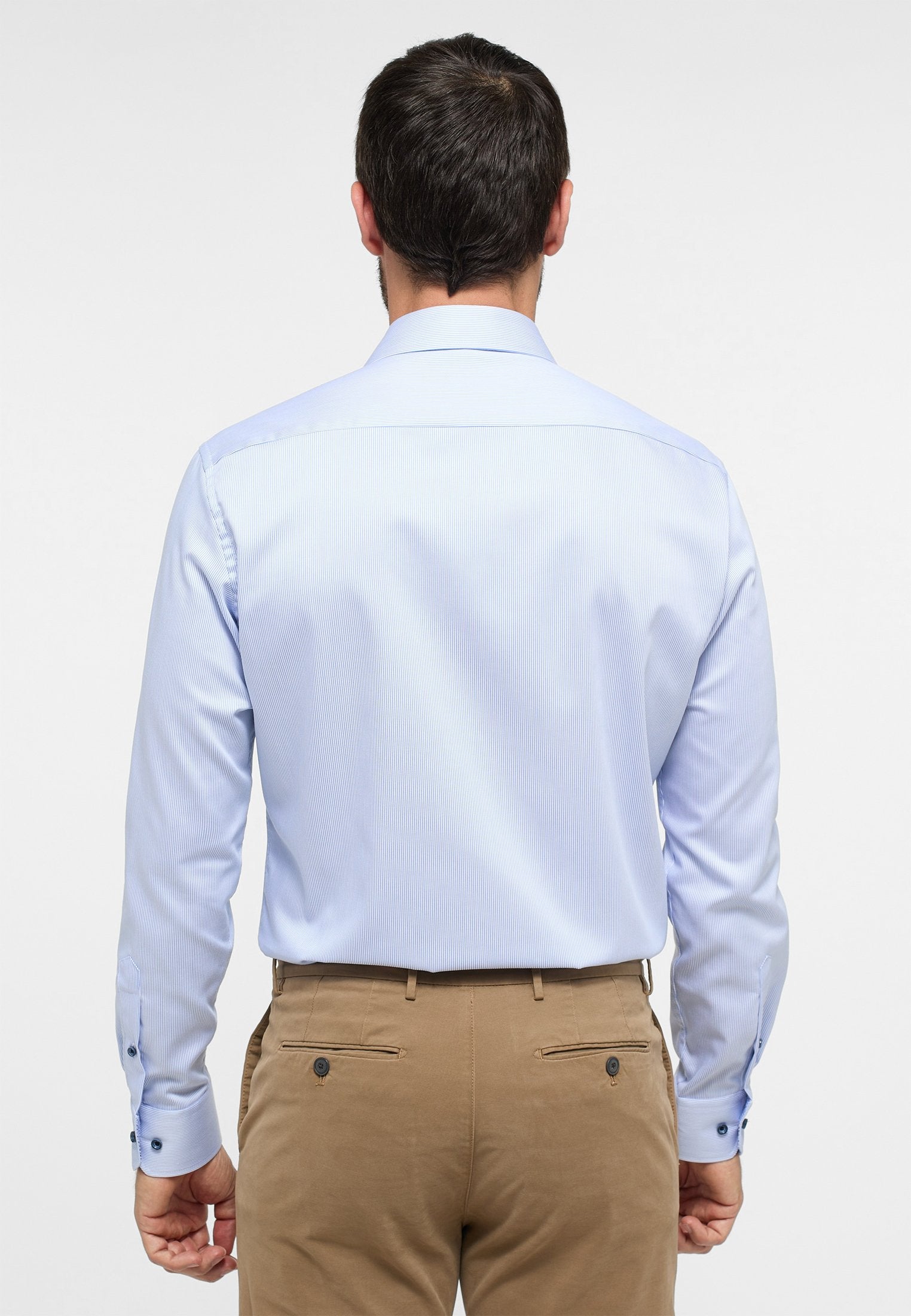 Hemd Satingewebe Langarm (Mittelblau)