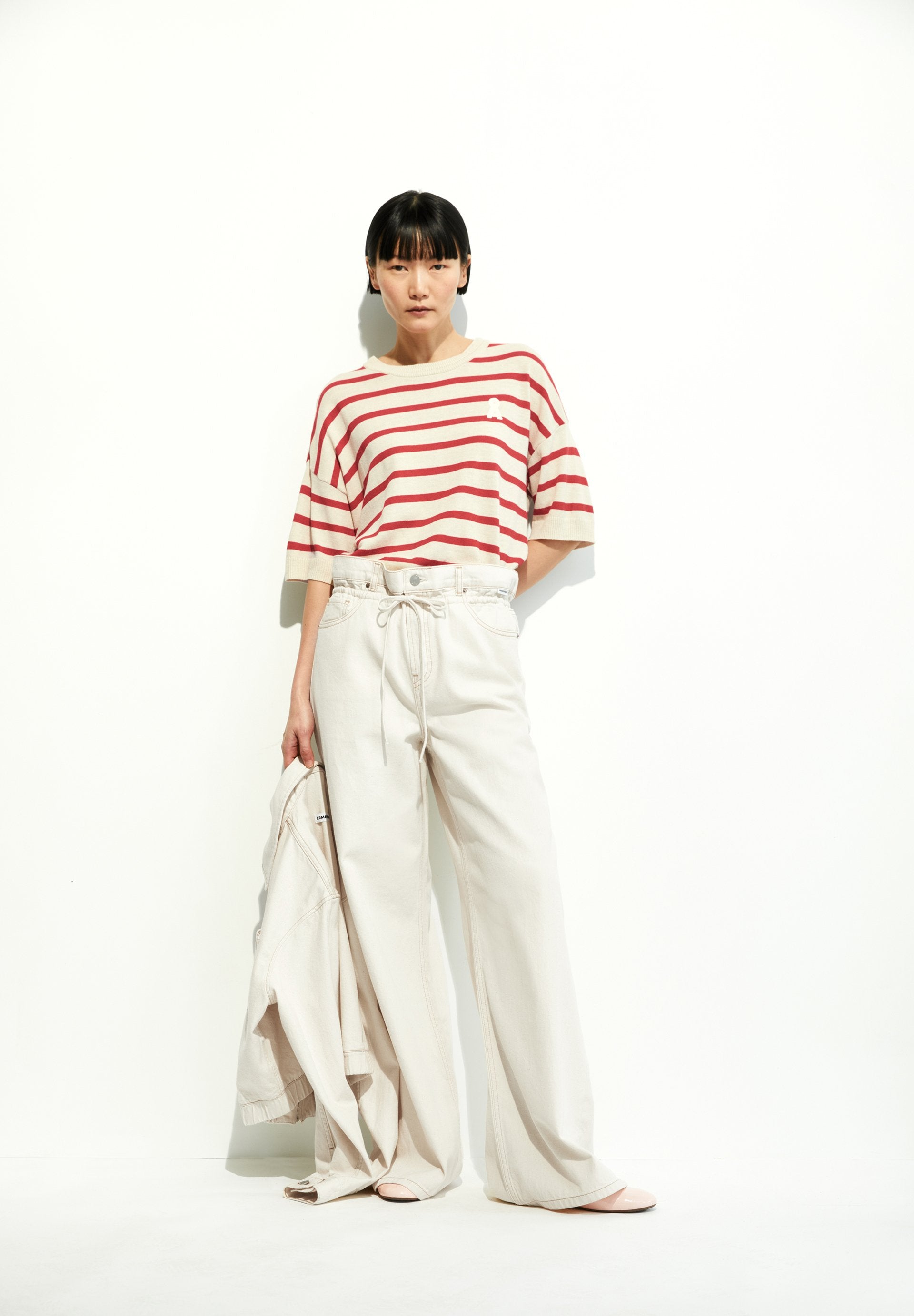 Lizaa Lino Stripes (Raw White-coral)