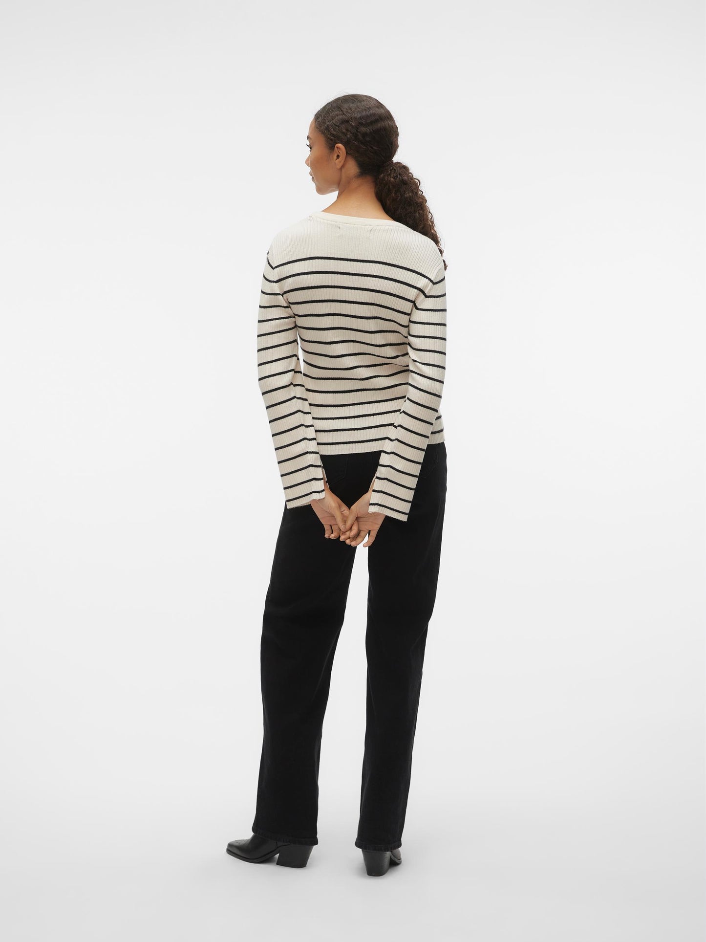 Vmgold Rib Ls O-neck Pullover (Birch/w. B)
