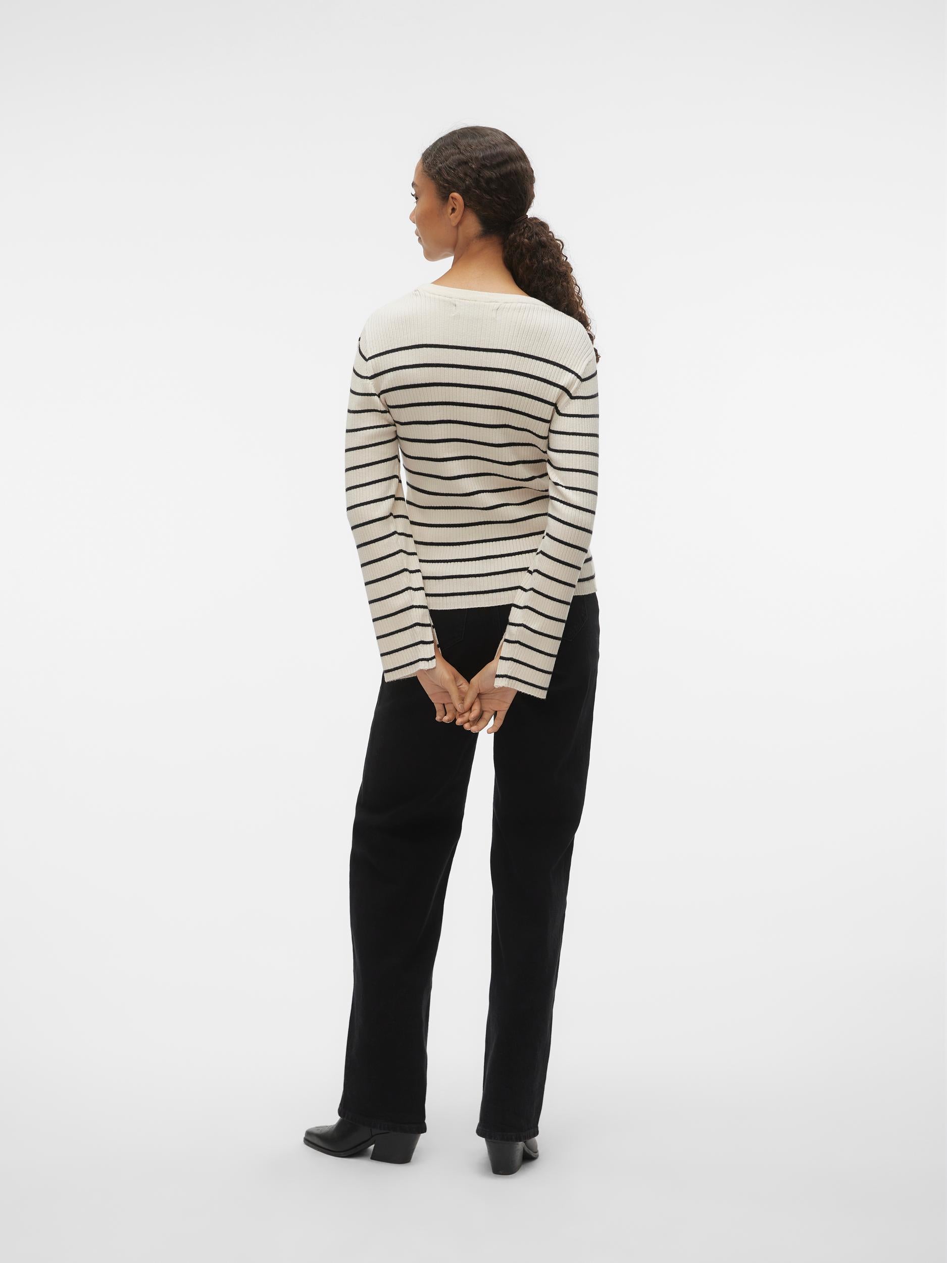 Vmgold Rib Ls O-neck Pullover (Birch/w. B)