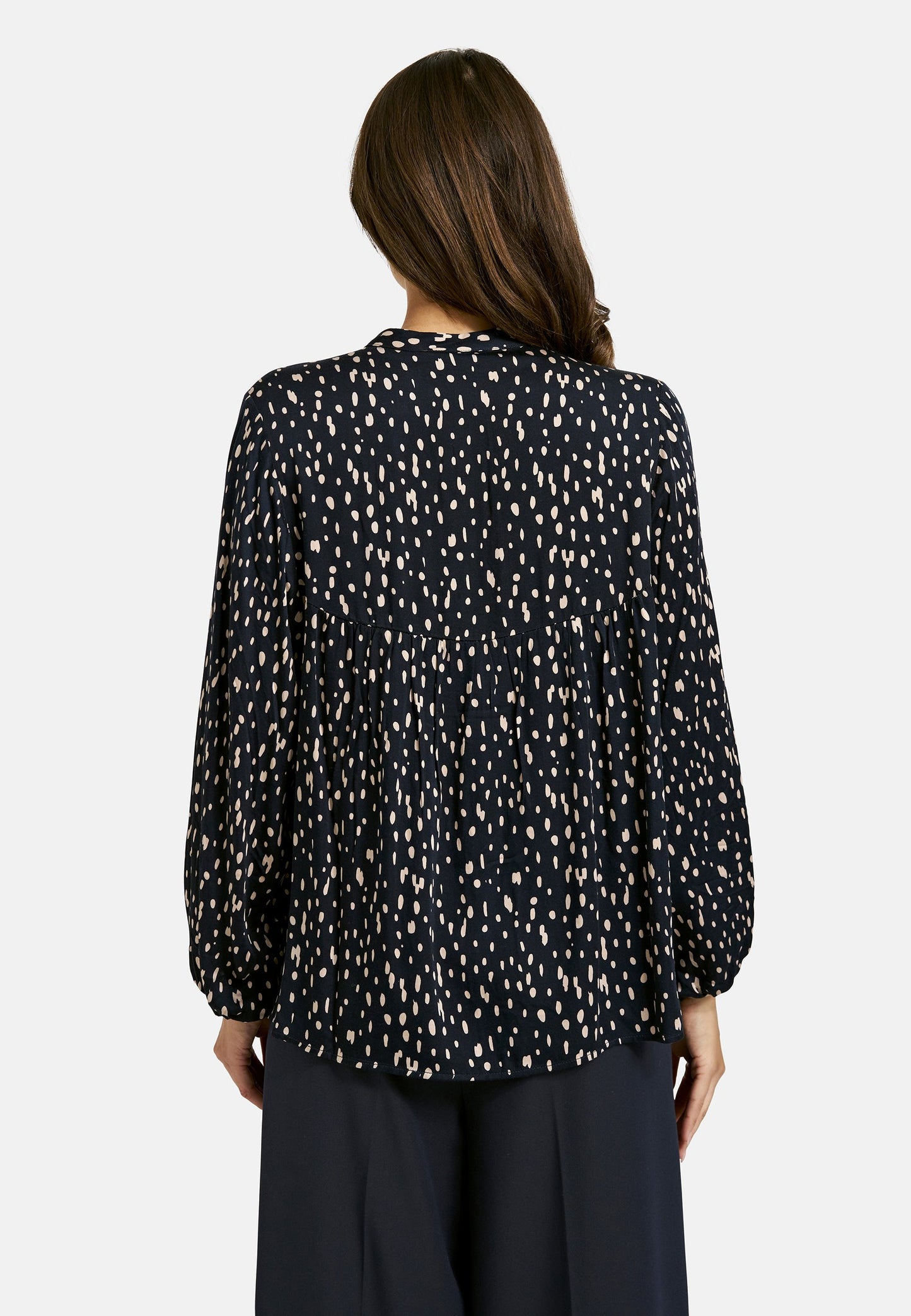 Voluminous Blouse with straps (Marine Print)