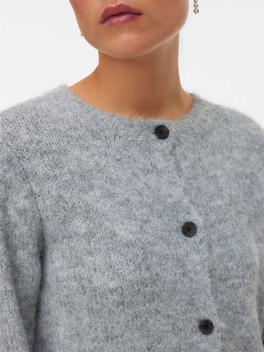 Vmnovah Ls O-neck Button Cardi Ga Noos (Medium Grey M)