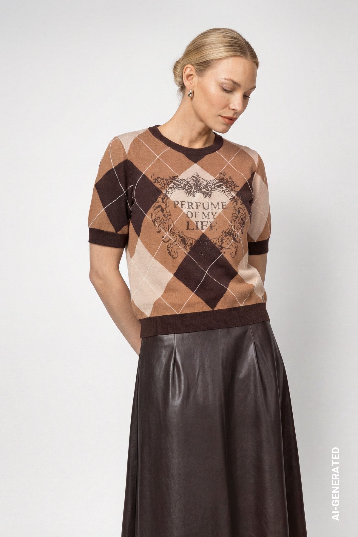 Strickpullover mit Rautenmuster (Black Coffee Gem)