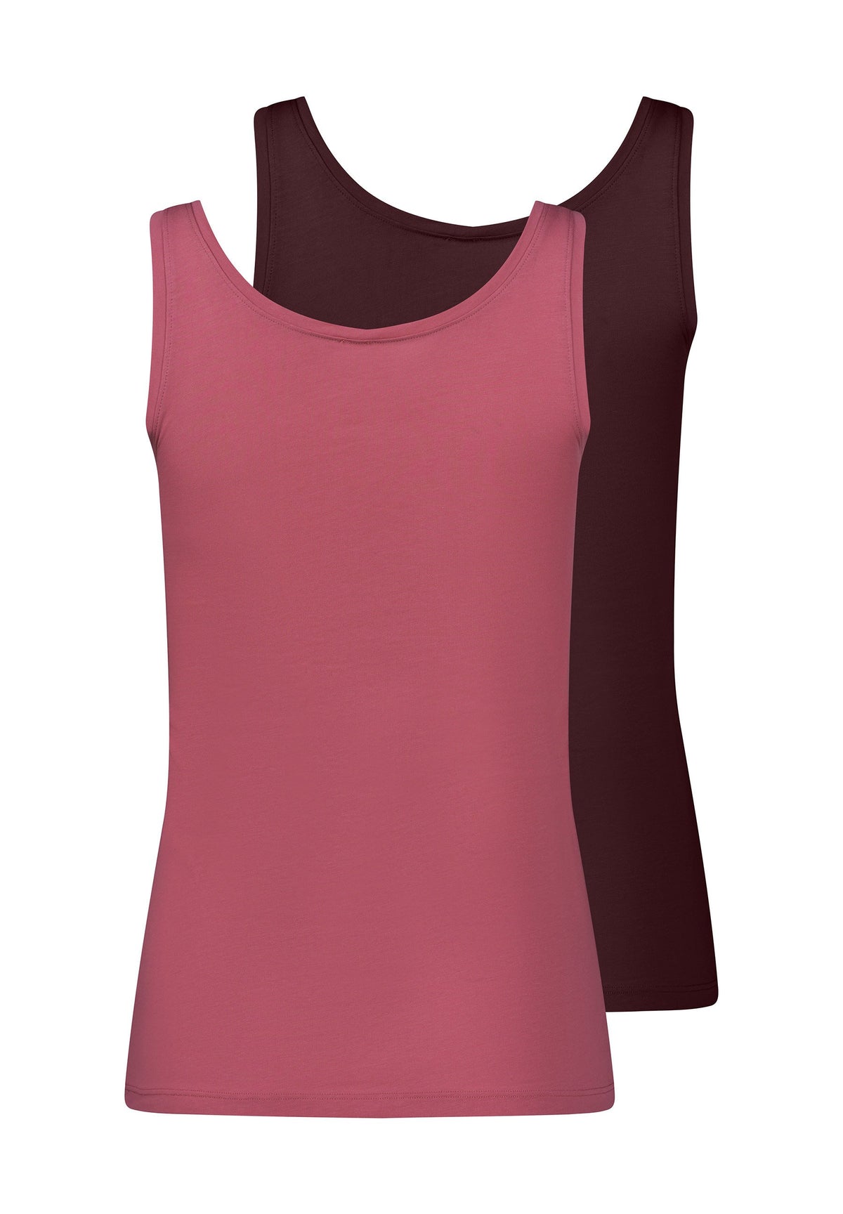 Skiny Damen Tanktop Doppelpack SKINY ADVANTAGE Cotton Stretch (Rosewine Select)