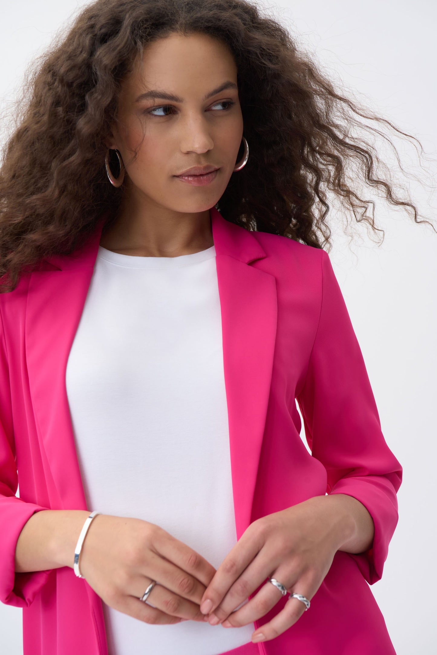 Langer fließender Blazer aus Twill (Pink)