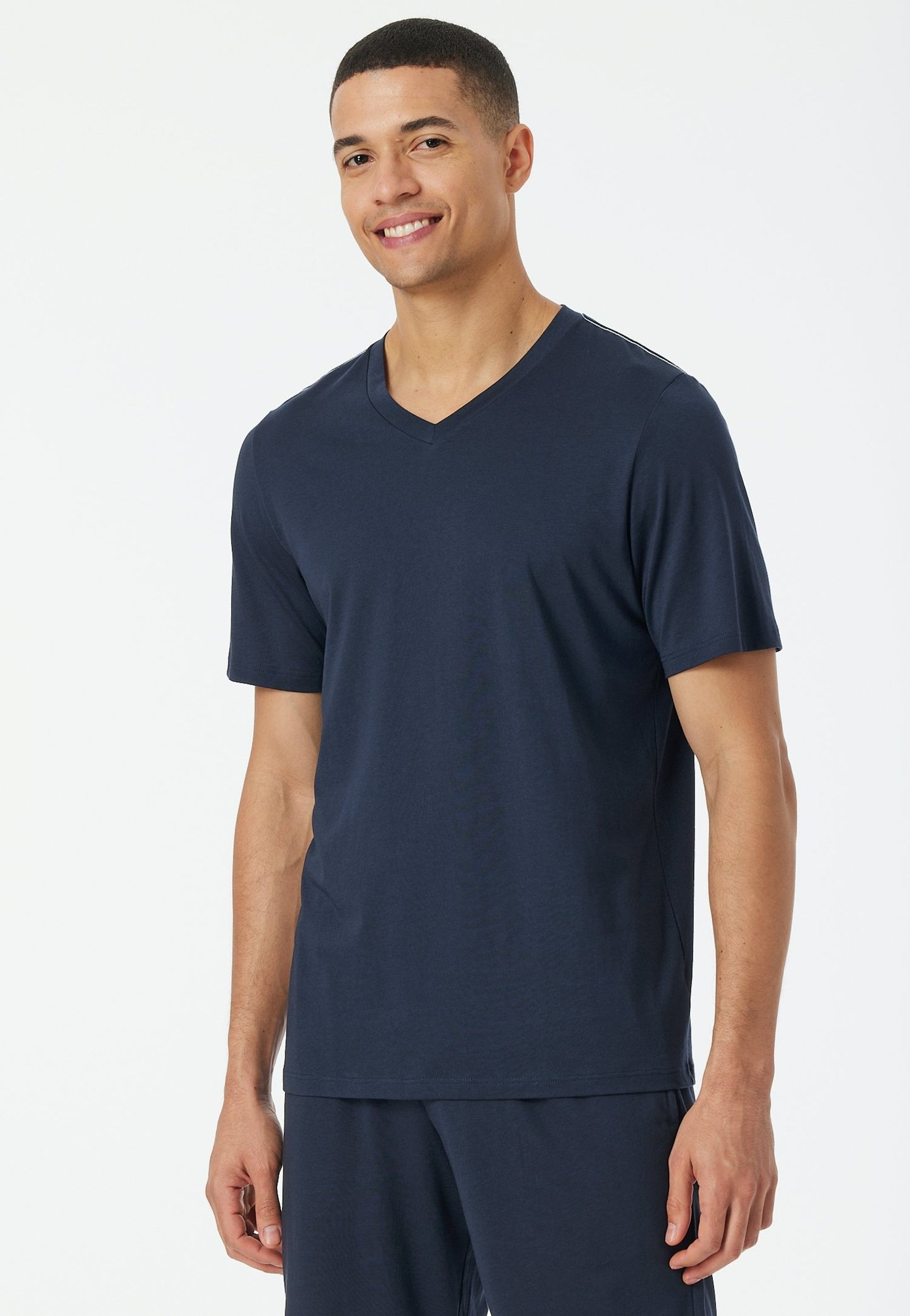 T-Shirt V-Ausschnitt (Nachtblau)