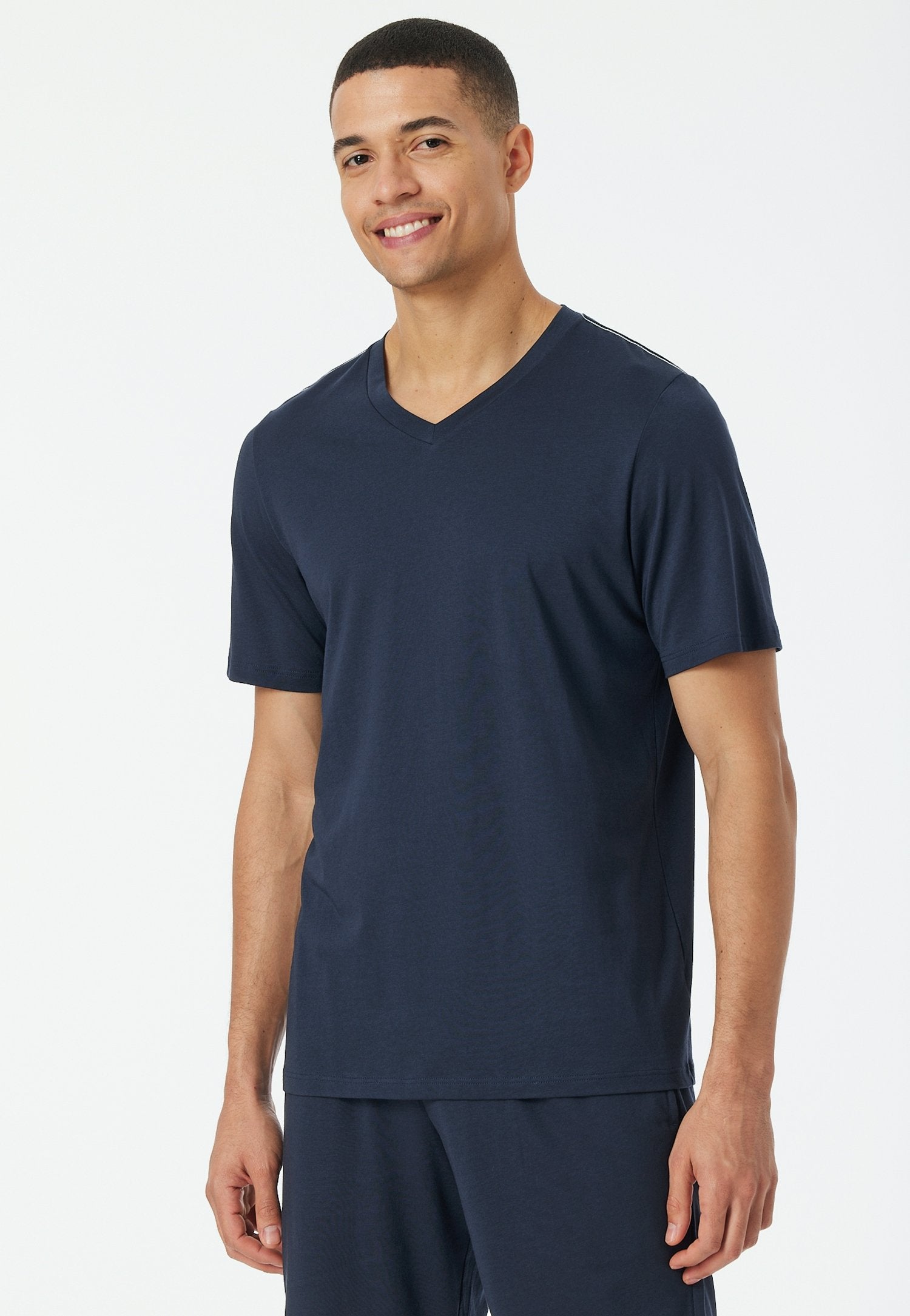 T-Shirt V-Ausschnitt (Nachtblau)