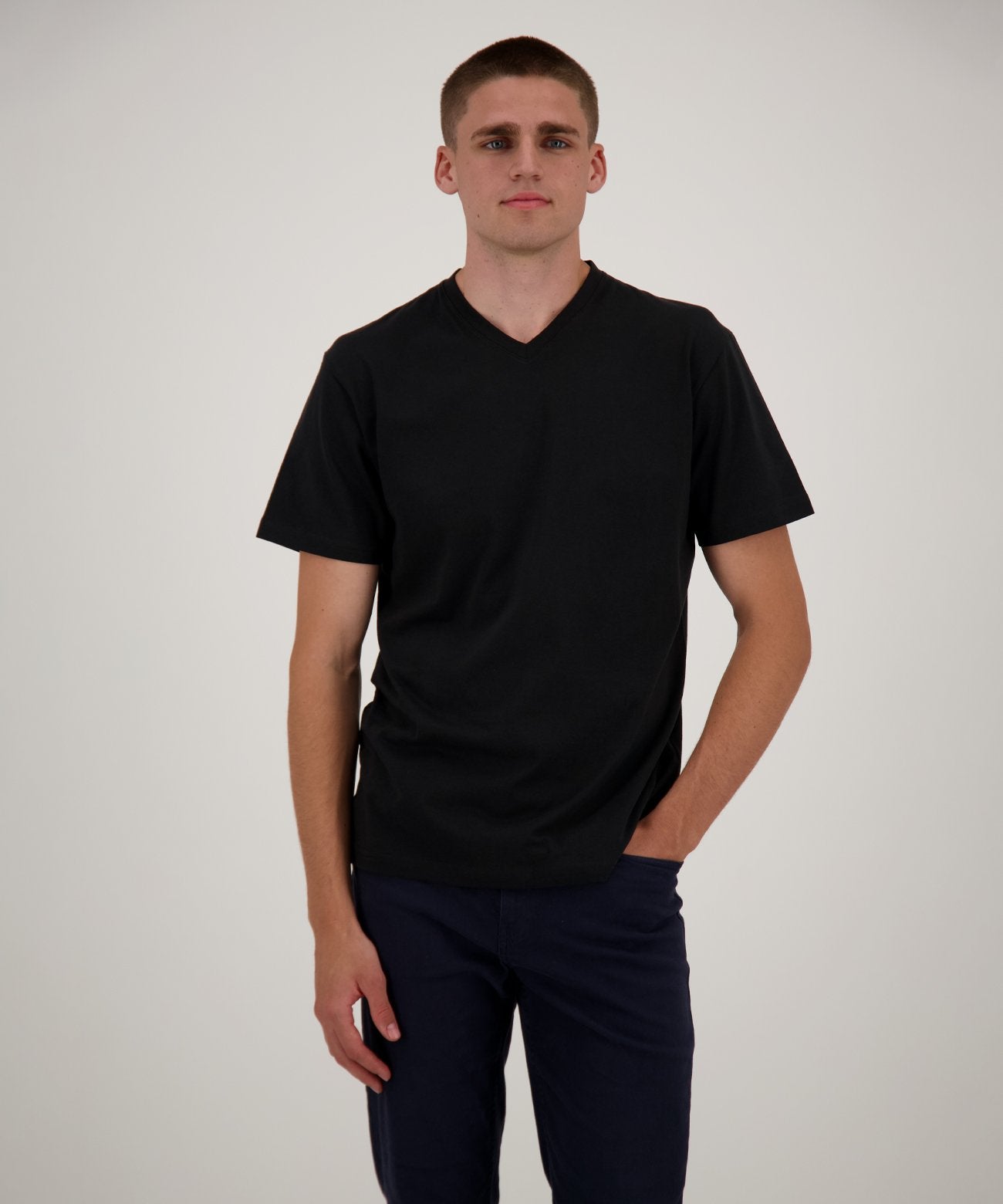 RAGMAN Doppelpack - 2 T-Shirts mit V-Ausschnitt (Schwarz)