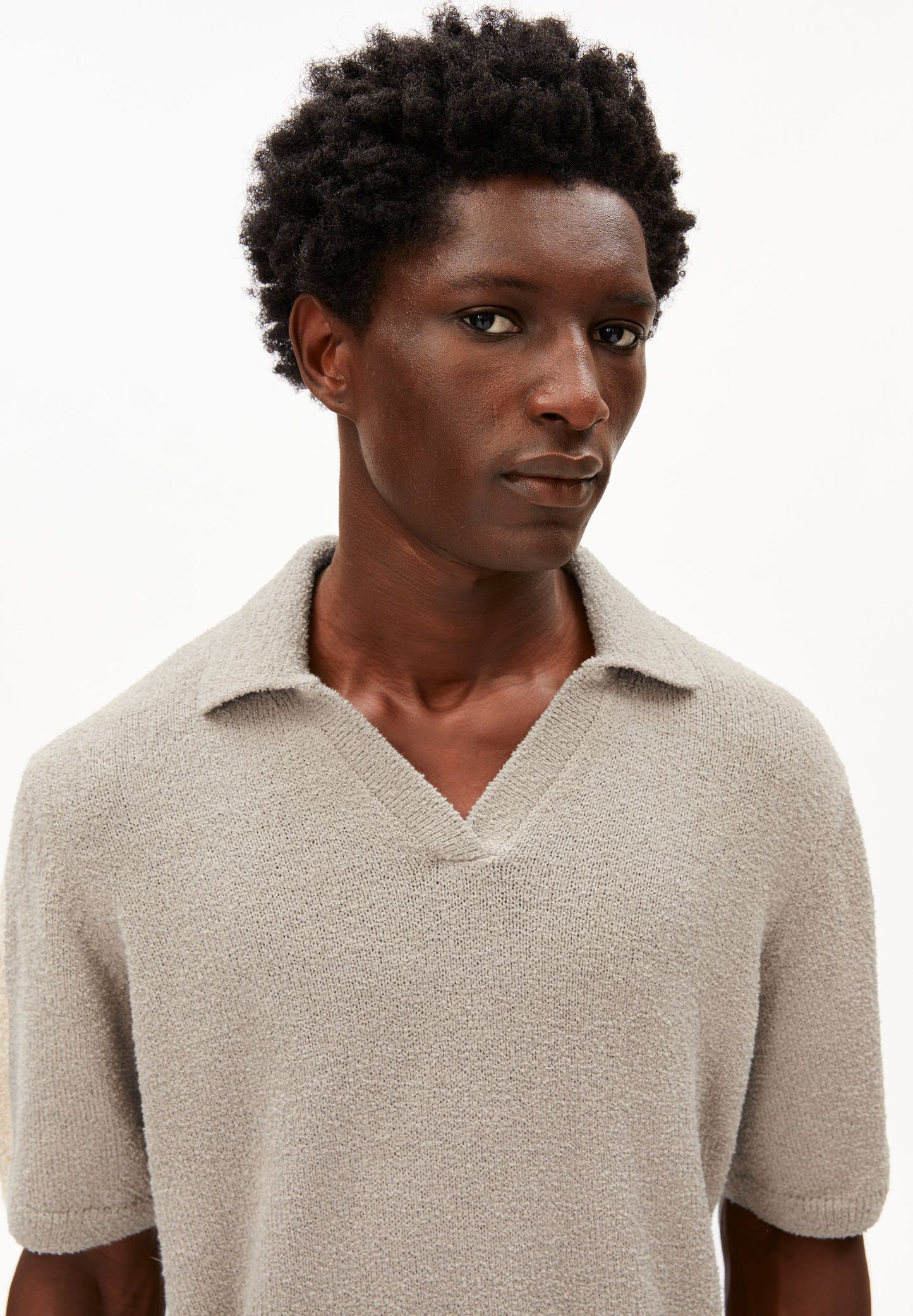 Boucle Knit Poloshirt (Sandstone)