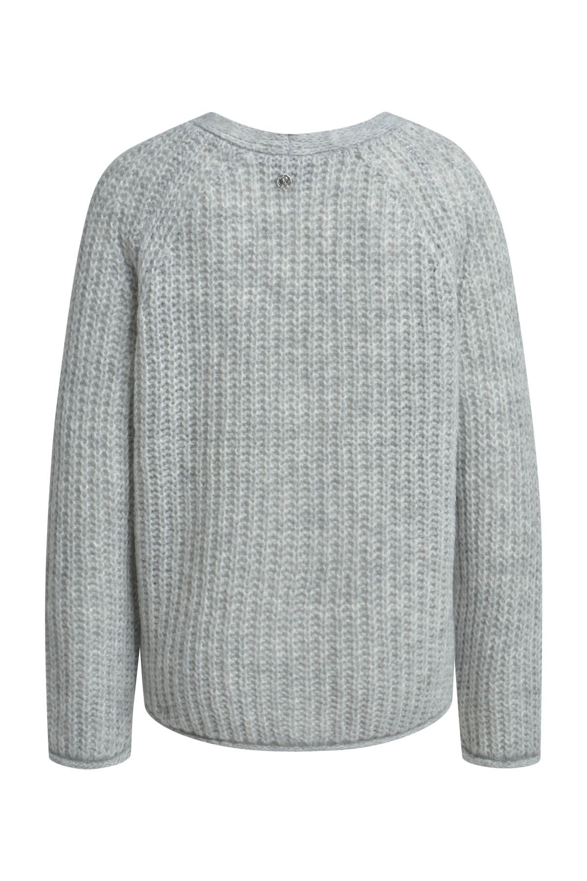 Hairy Raglan V-neck Cardigan (Silver Grey Mela)