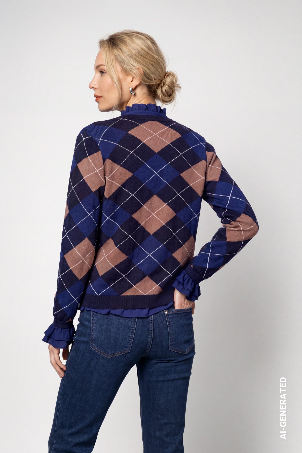 Strickjacke mit Rautenmuster (Classic Navy Gem)