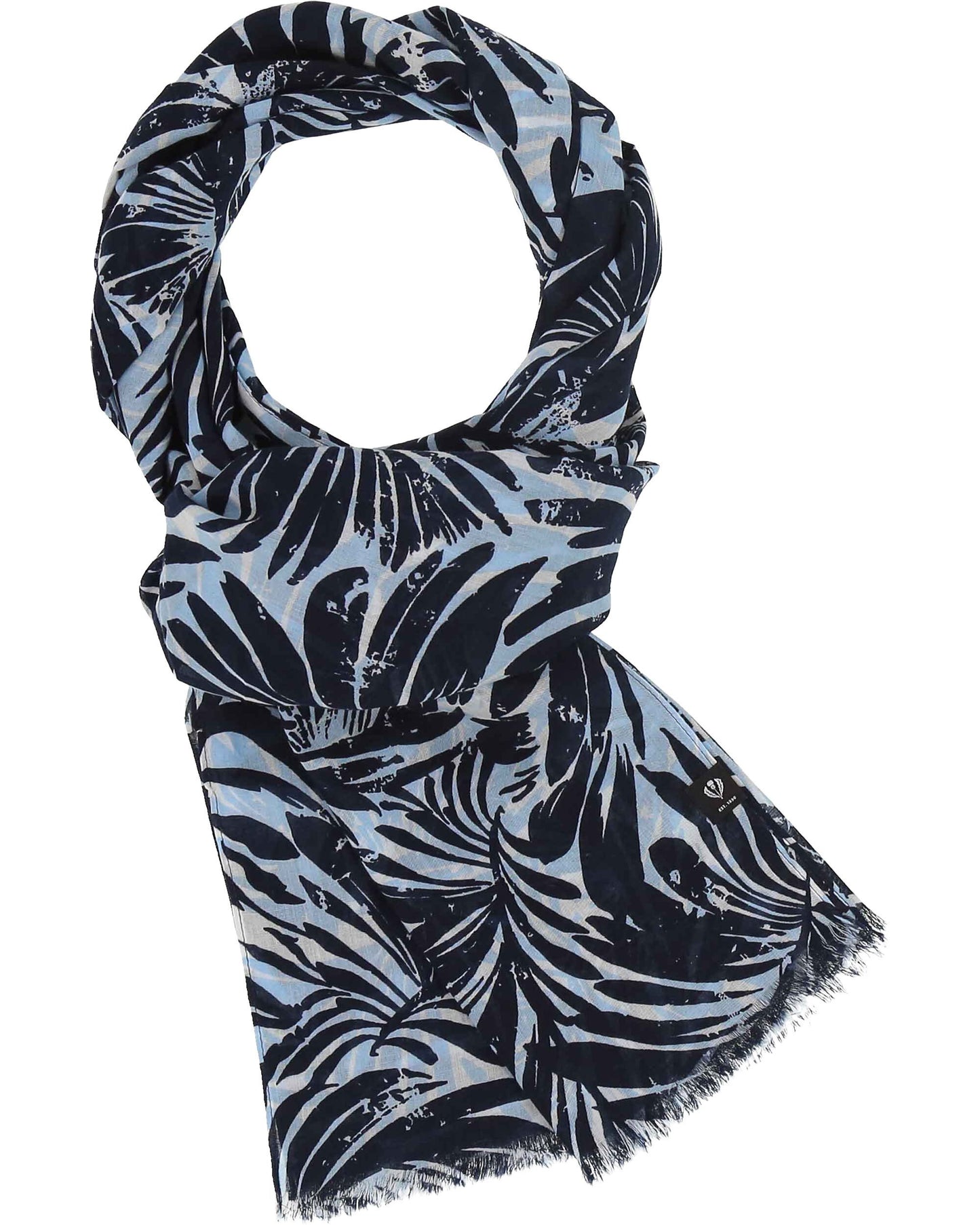 Schal Schal mit Palmenblatt-Design aus reiner Baumwolle (True Blue)