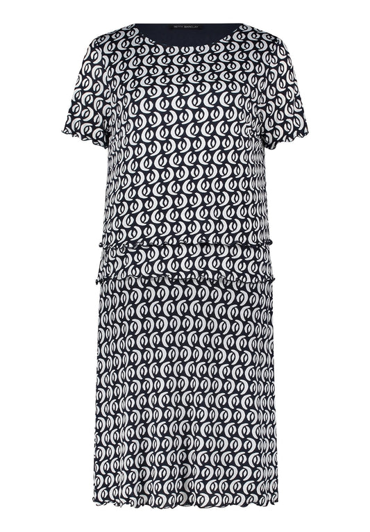 Stufenkleid (Dark Blue/cream)